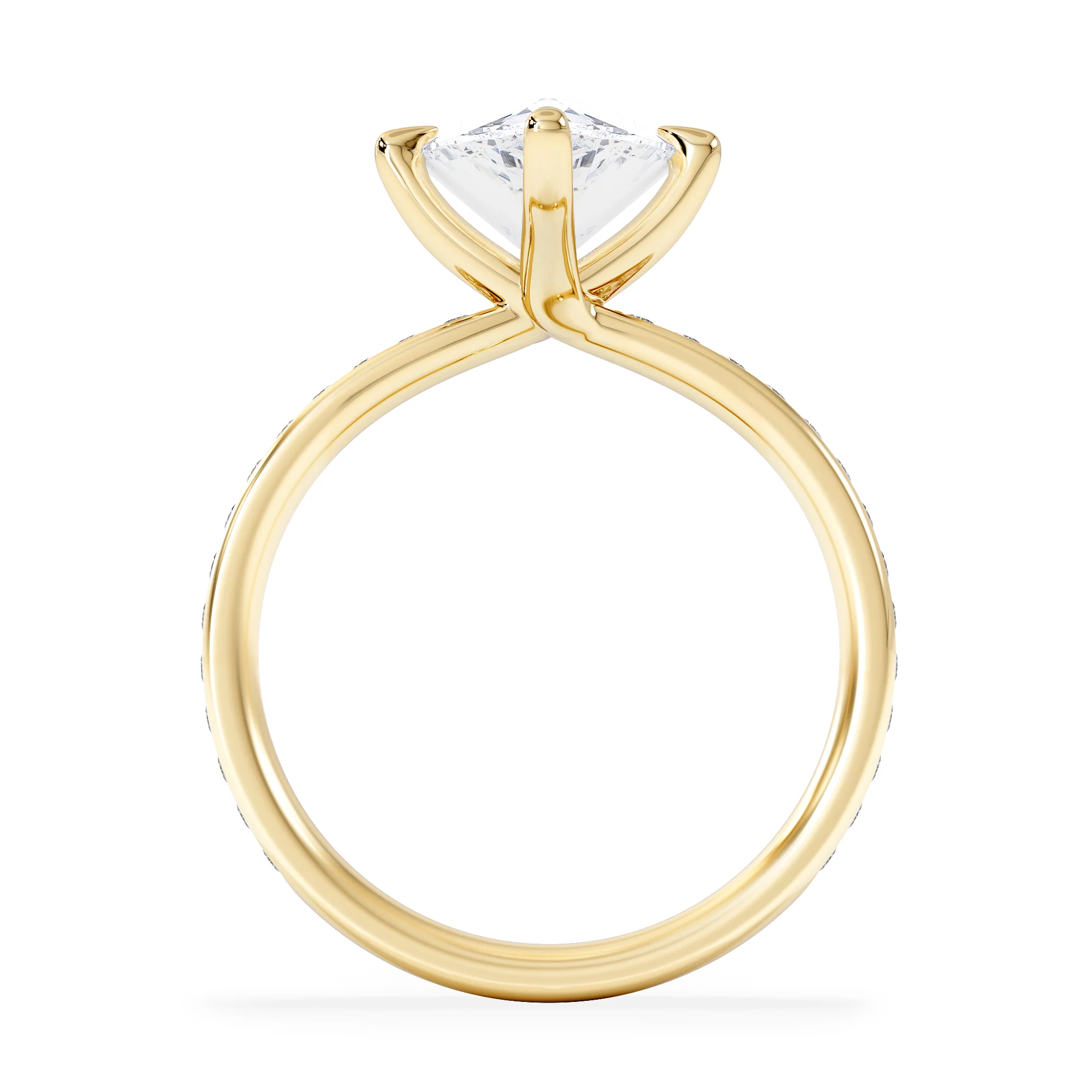 Origin Twist 3.00ct Pear Cut Lab Diamond Solitaire Engagement Ring with Side Stones in 18K Yellow Gold - Image 3
