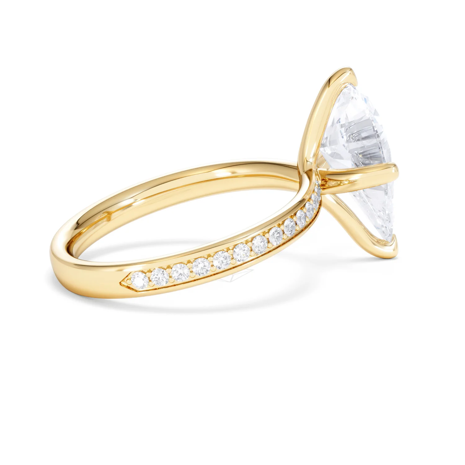 Origin Twist 3.00ct Pear Cut Lab Diamond Solitaire Engagement Ring with Side Stones in 18K Yellow Gold - Image 31