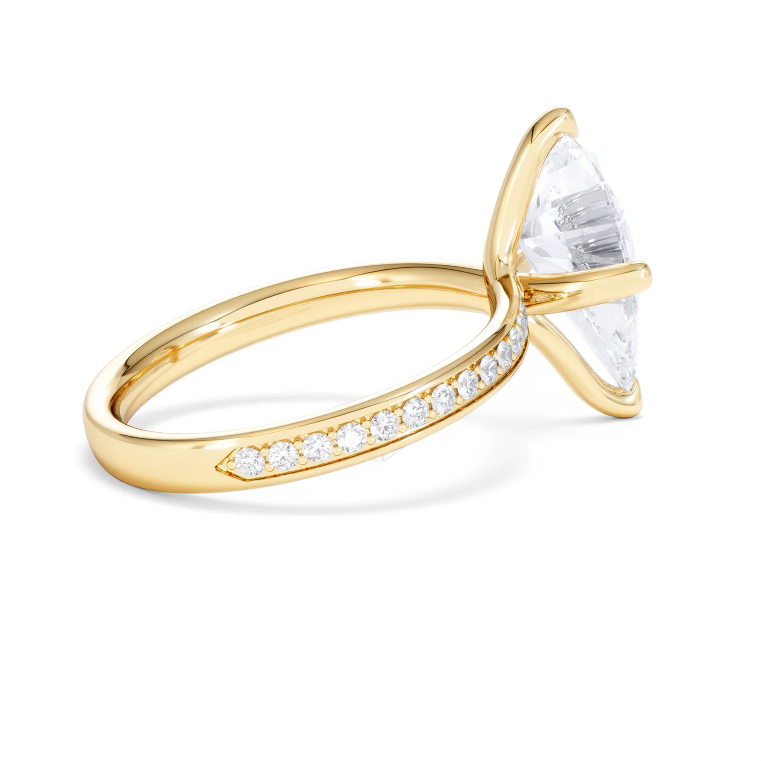 Origin Twist 3.00ct Pear Cut Lab Diamond Solitaire Engagement Ring with Side Stones in 18K Yellow Gold - Image 32