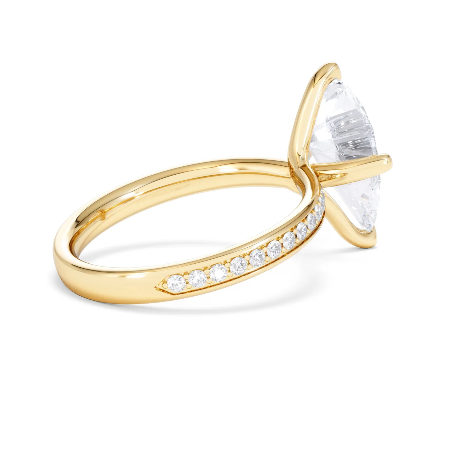Origin Twist 3.00ct Pear Cut Lab Diamond Solitaire Engagement Ring with Side Stones in 18K Yellow Gold - Image 34