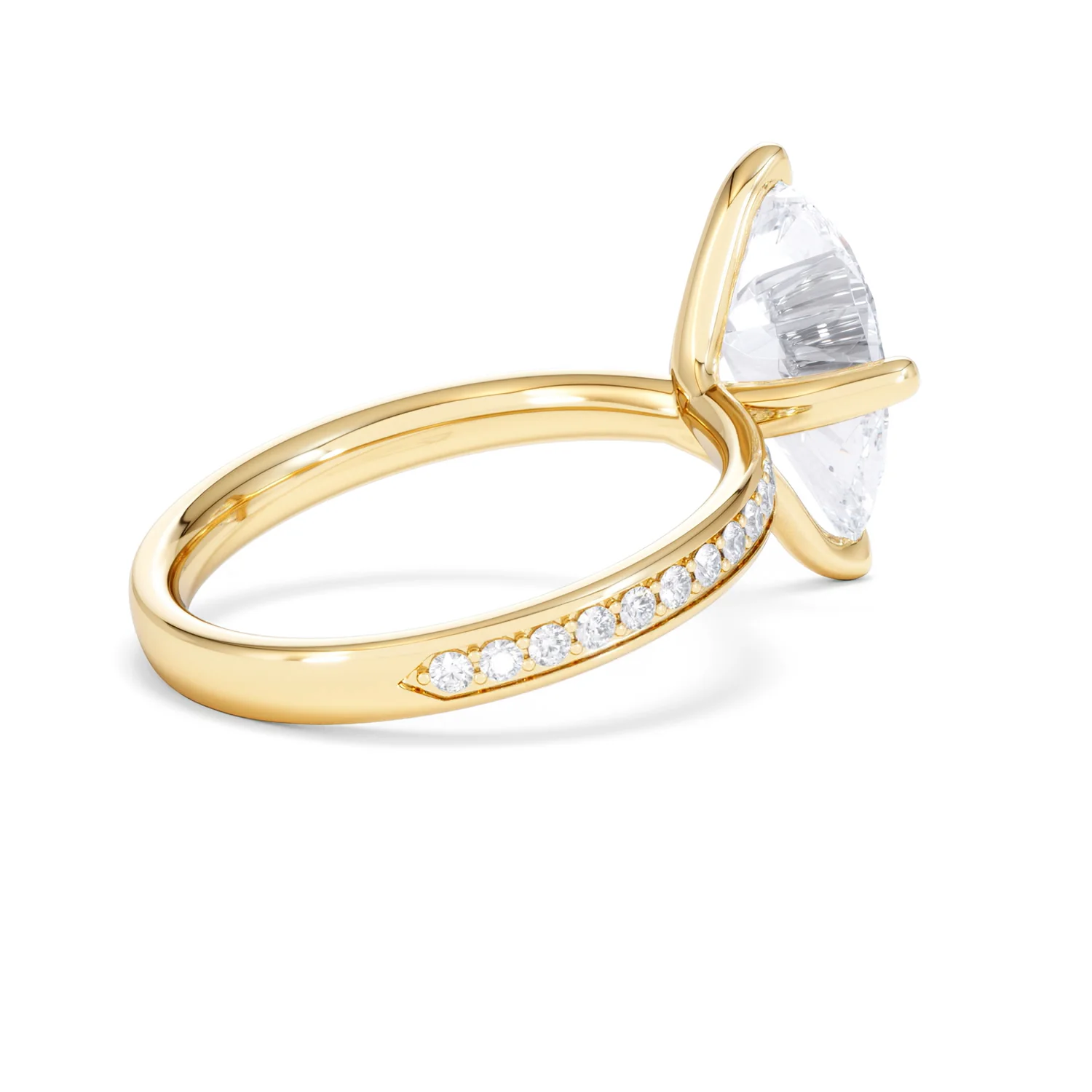 Origin Twist 3.00ct Pear Cut Lab Diamond Solitaire Engagement Ring with Side Stones in 18K Yellow Gold - Image 35