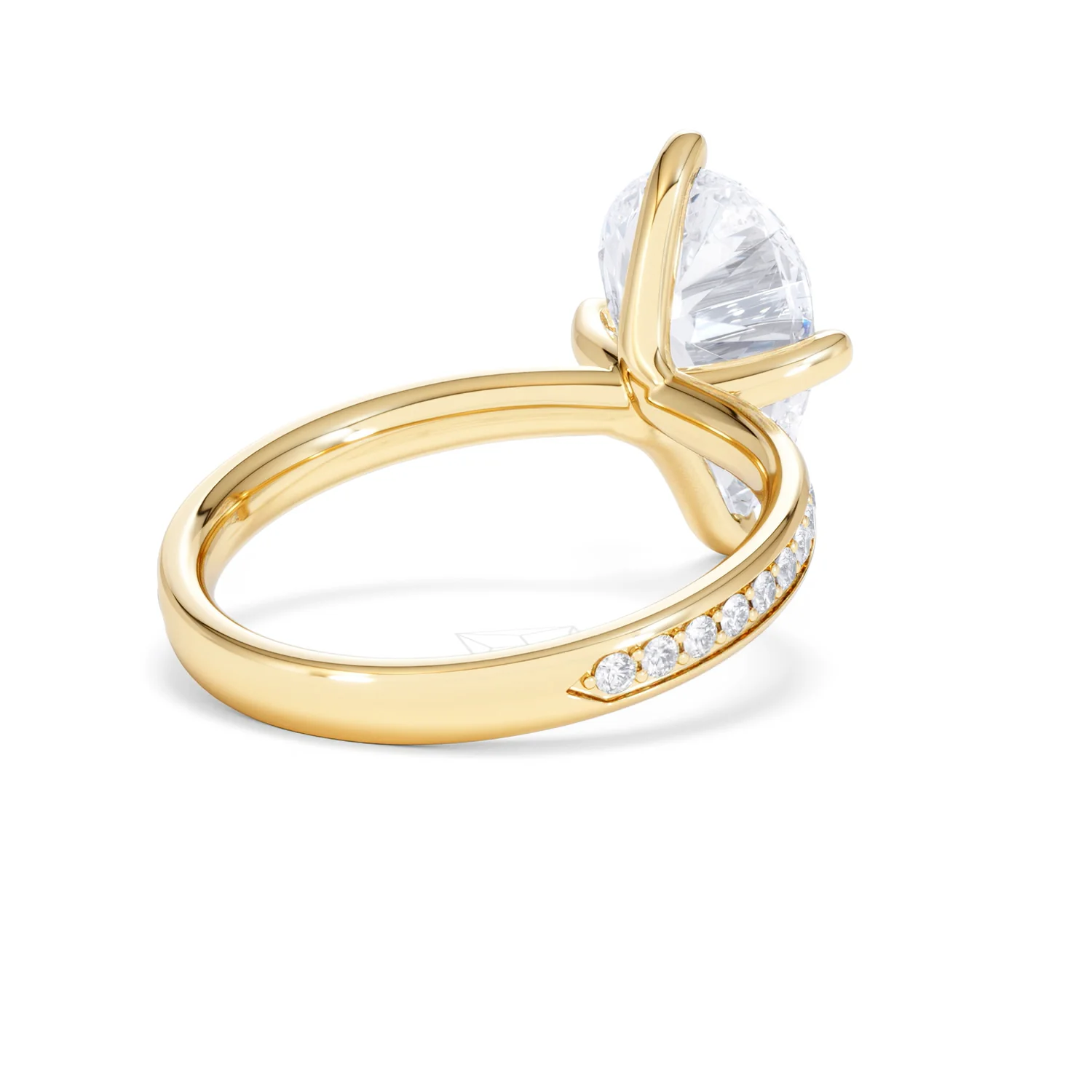 Origin Twist 3.00ct Pear Cut Lab Diamond Solitaire Engagement Ring with Side Stones in 18K Yellow Gold - Image 40