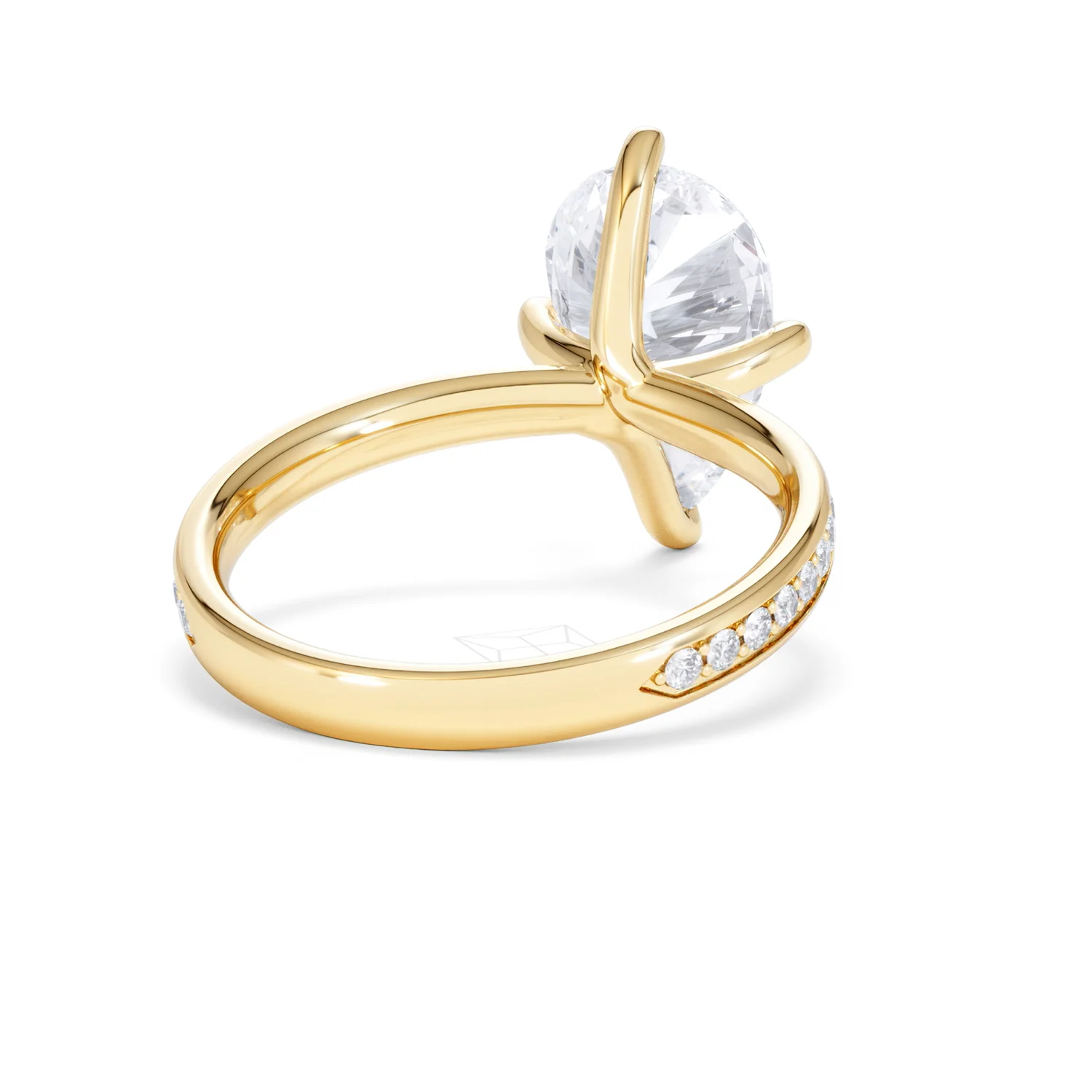 Origin Twist 3.00ct Pear Cut Lab Diamond Solitaire Engagement Ring with Side Stones in 18K Yellow Gold - Image 42