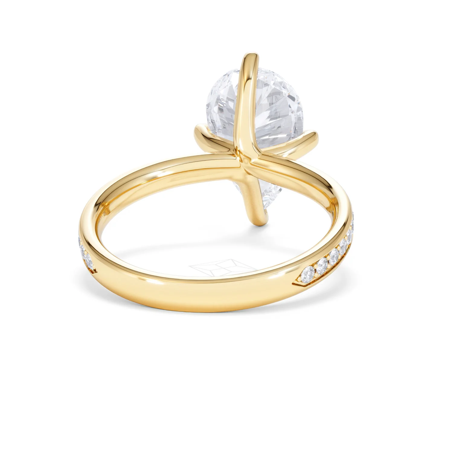 Origin Twist 3.00ct Pear Cut Lab Diamond Solitaire Engagement Ring with Side Stones in 18K Yellow Gold - Image 44