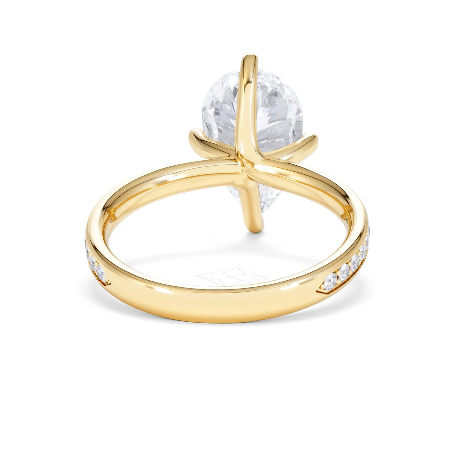 Origin Twist 3.00ct Pear Cut Lab Diamond Solitaire Engagement Ring with Side Stones in 18K Yellow Gold - Image 45