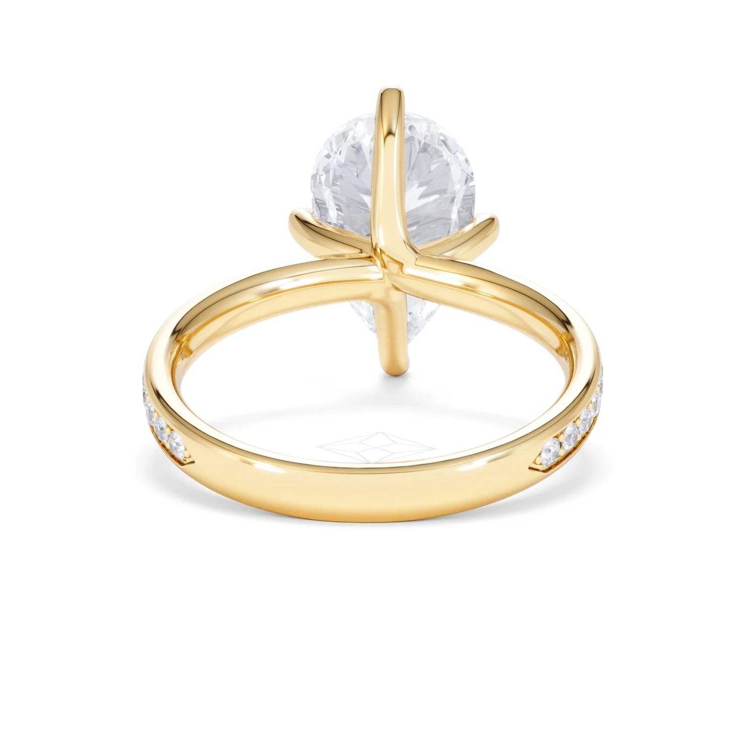 Origin Twist 3.00ct Pear Cut Lab Diamond Solitaire Engagement Ring with Side Stones in 18K Yellow Gold - Image 46