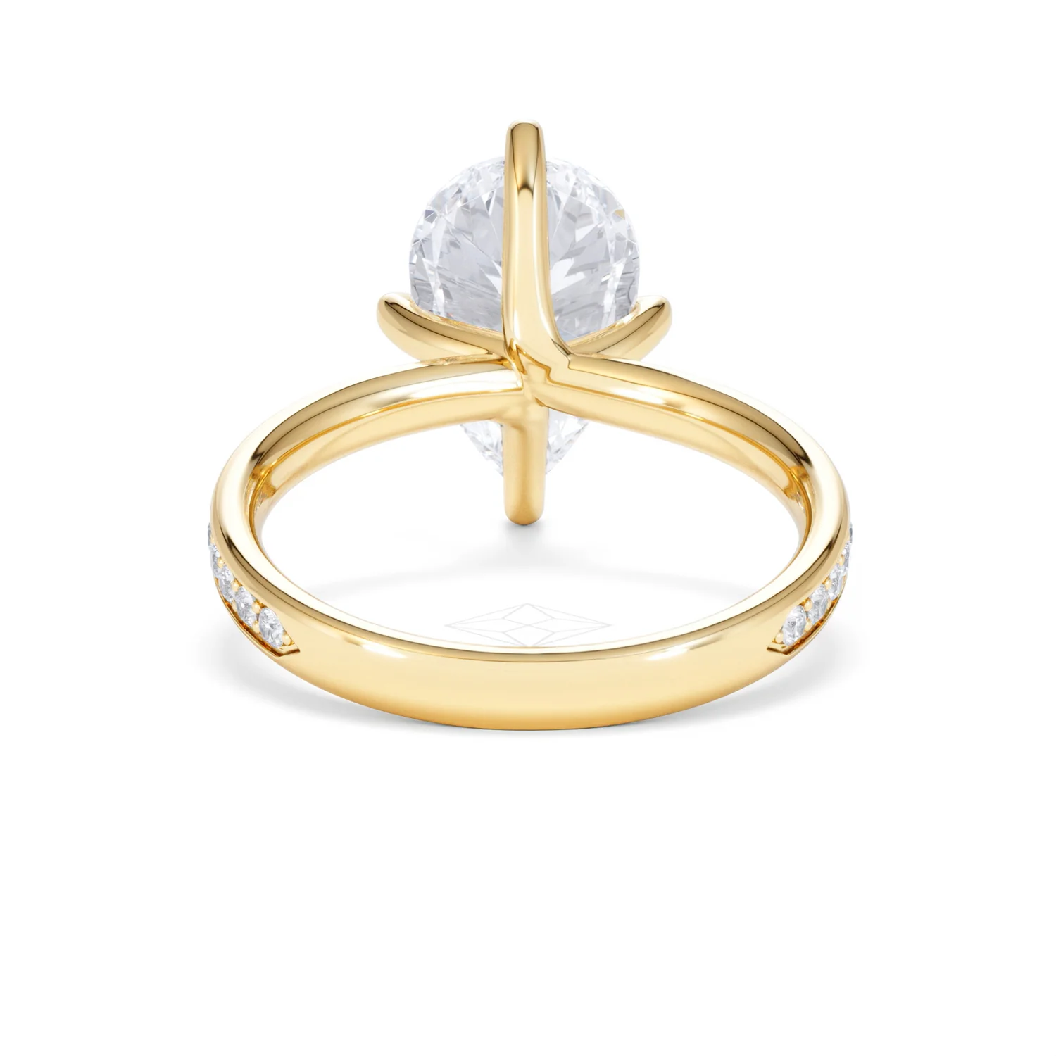 Origin Twist 3.00ct Pear Cut Lab Diamond Solitaire Engagement Ring with Side Stones in 18K Yellow Gold - Image 47