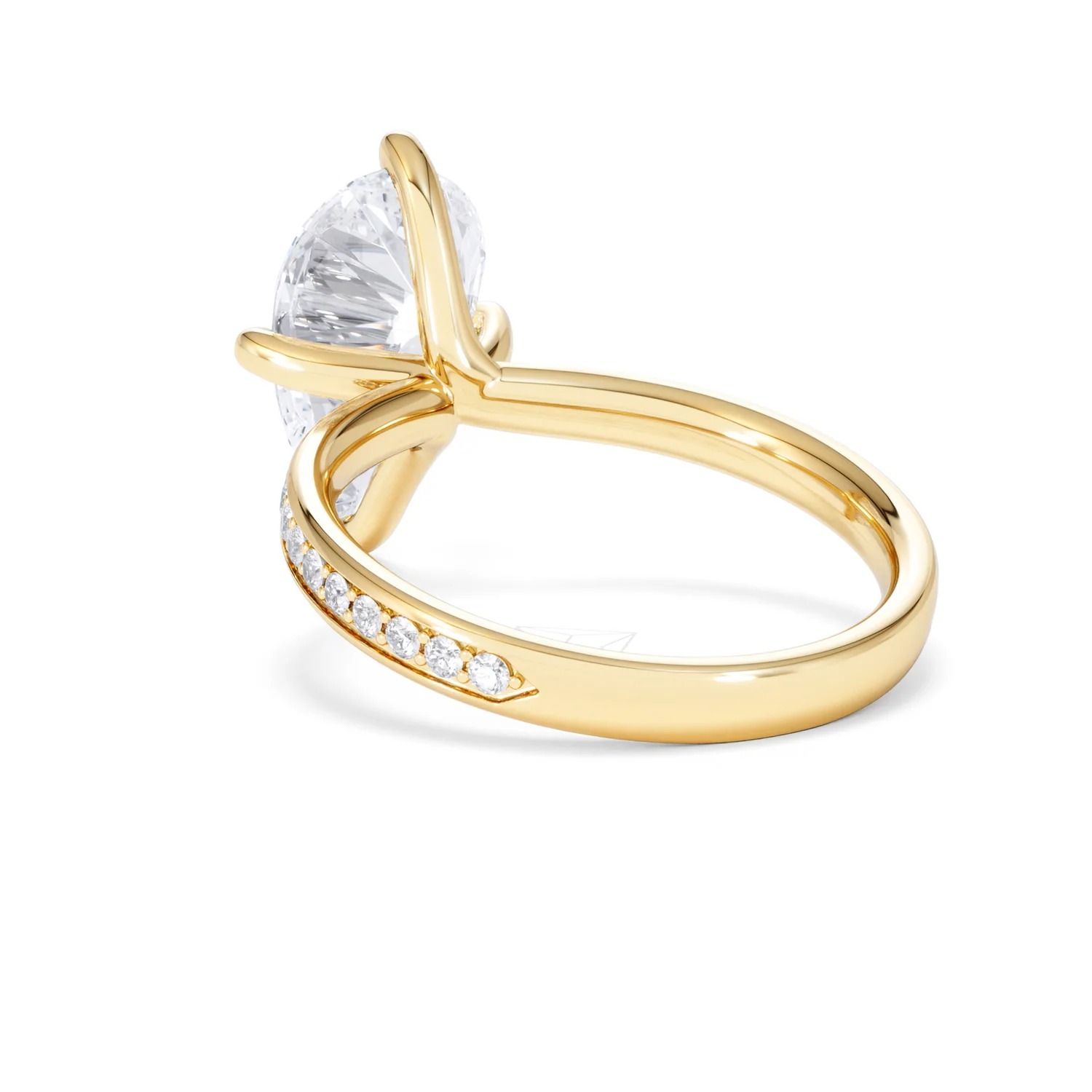 Origin Twist 3.00ct Pear Cut Lab Diamond Solitaire Engagement Ring with Side Stones in 18K Yellow Gold - Image 54
