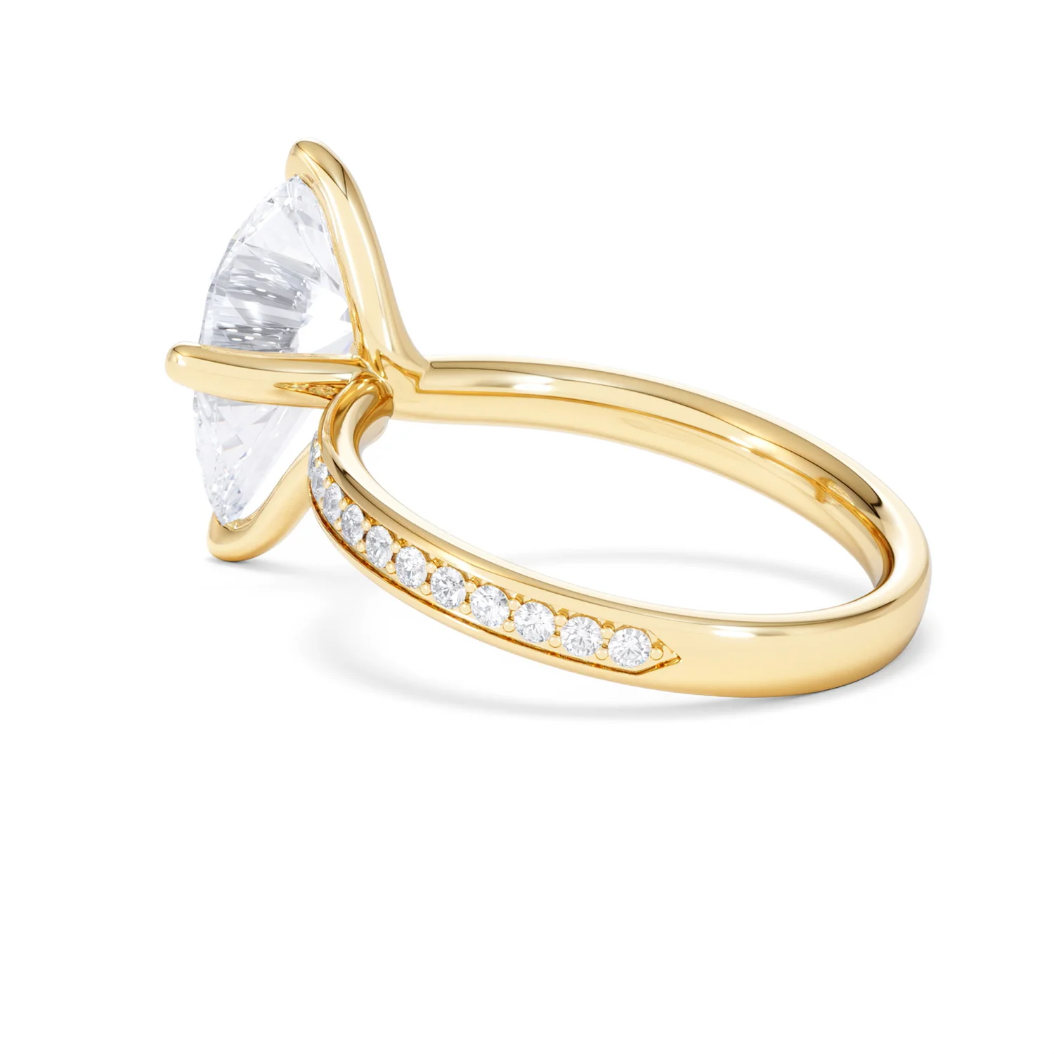 Origin Twist 3.00ct Pear Cut Lab Diamond Solitaire Engagement Ring with Side Stones in 18K Yellow Gold - Image 59