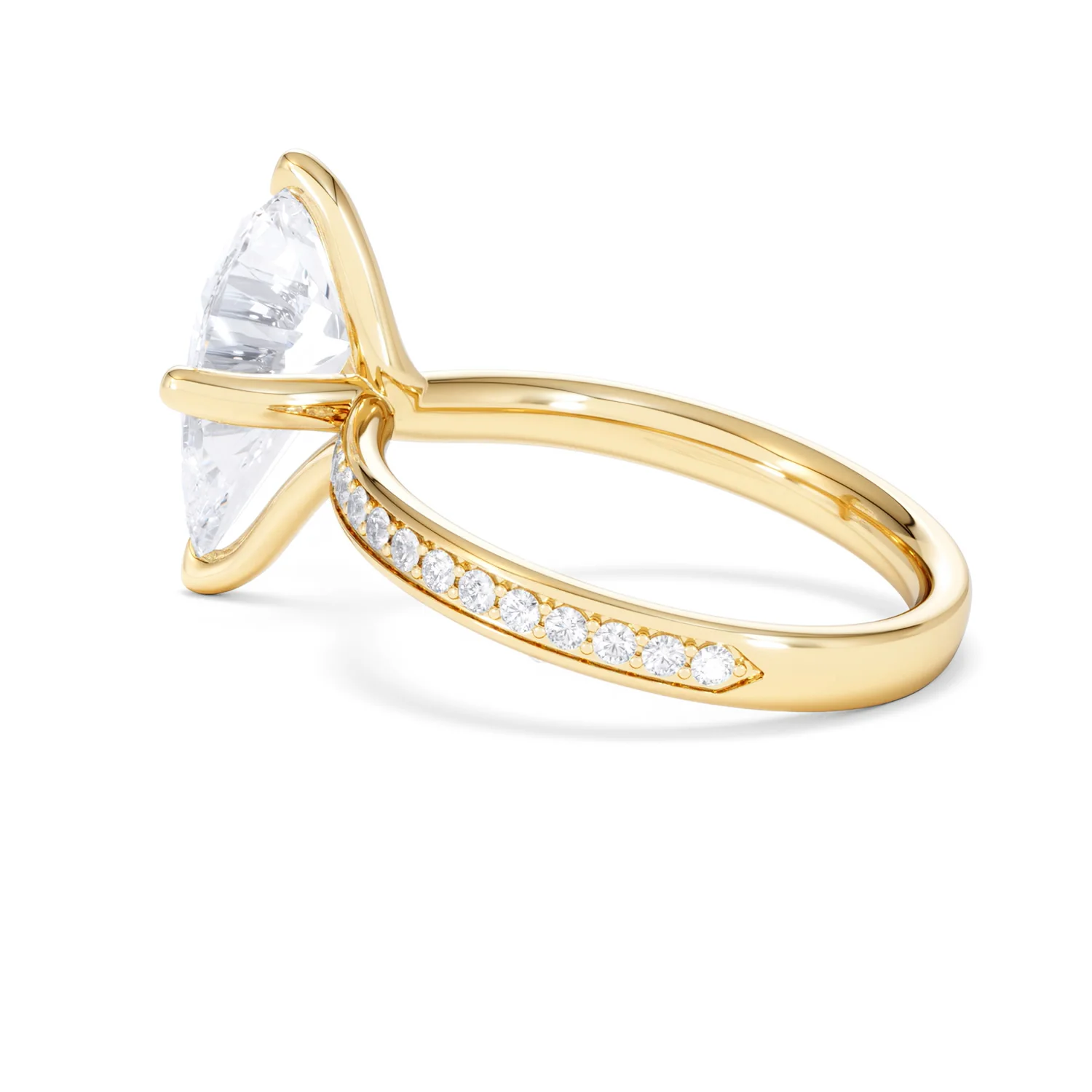 Origin Twist 3.00ct Pear Cut Lab Diamond Solitaire Engagement Ring with Side Stones in 18K Yellow Gold - Image 61