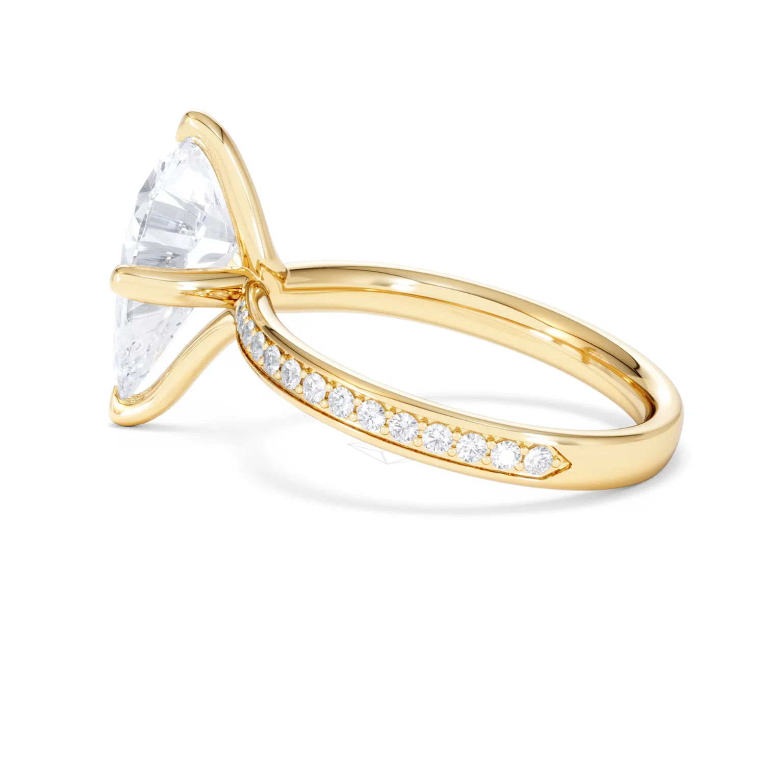 Origin Twist 3.00ct Pear Cut Lab Diamond Solitaire Engagement Ring with Side Stones in 18K Yellow Gold - Image 63