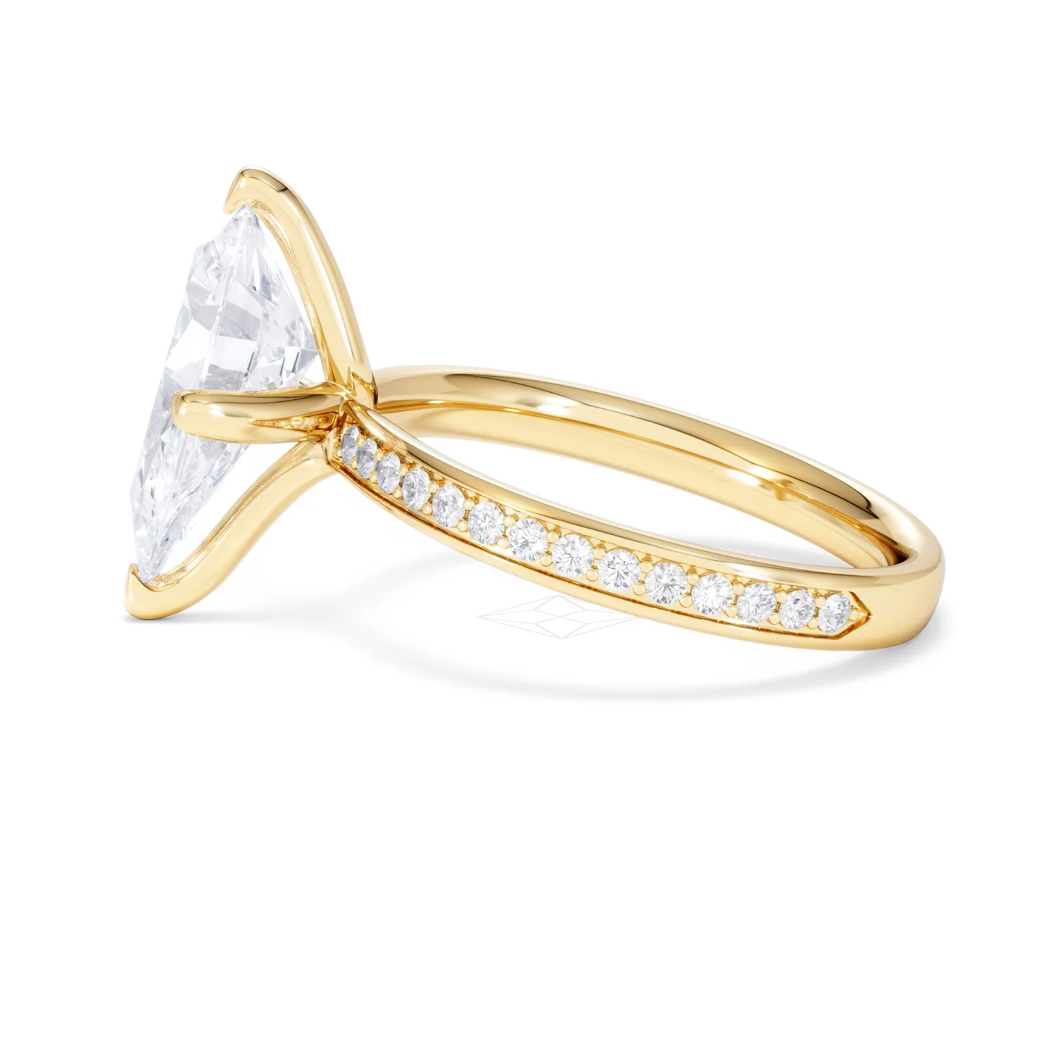 Origin Twist 3.00ct Pear Cut Lab Diamond Solitaire Engagement Ring with Side Stones in 18K Yellow Gold - Image 67
