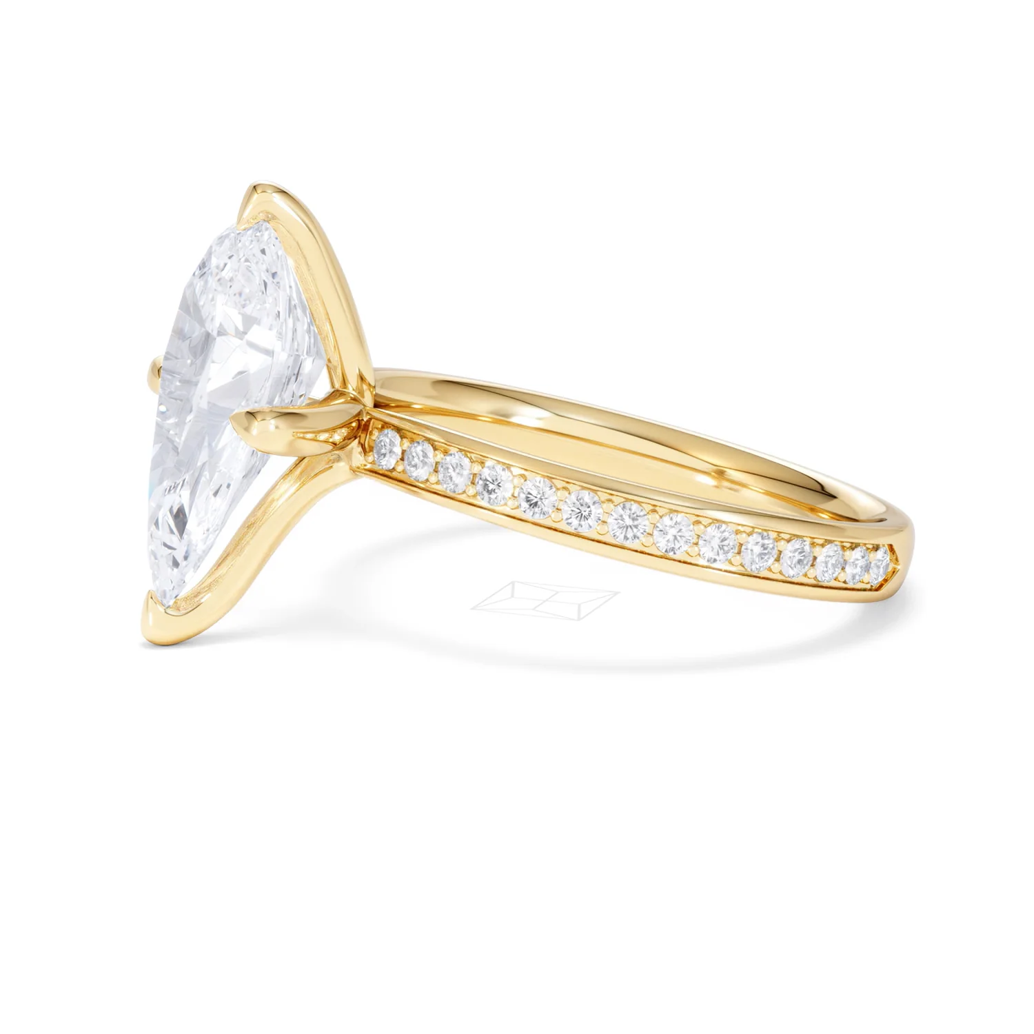 Origin Twist 3.00ct Pear Cut Lab Diamond Solitaire Engagement Ring with Side Stones in 18K Yellow Gold - Image 72
