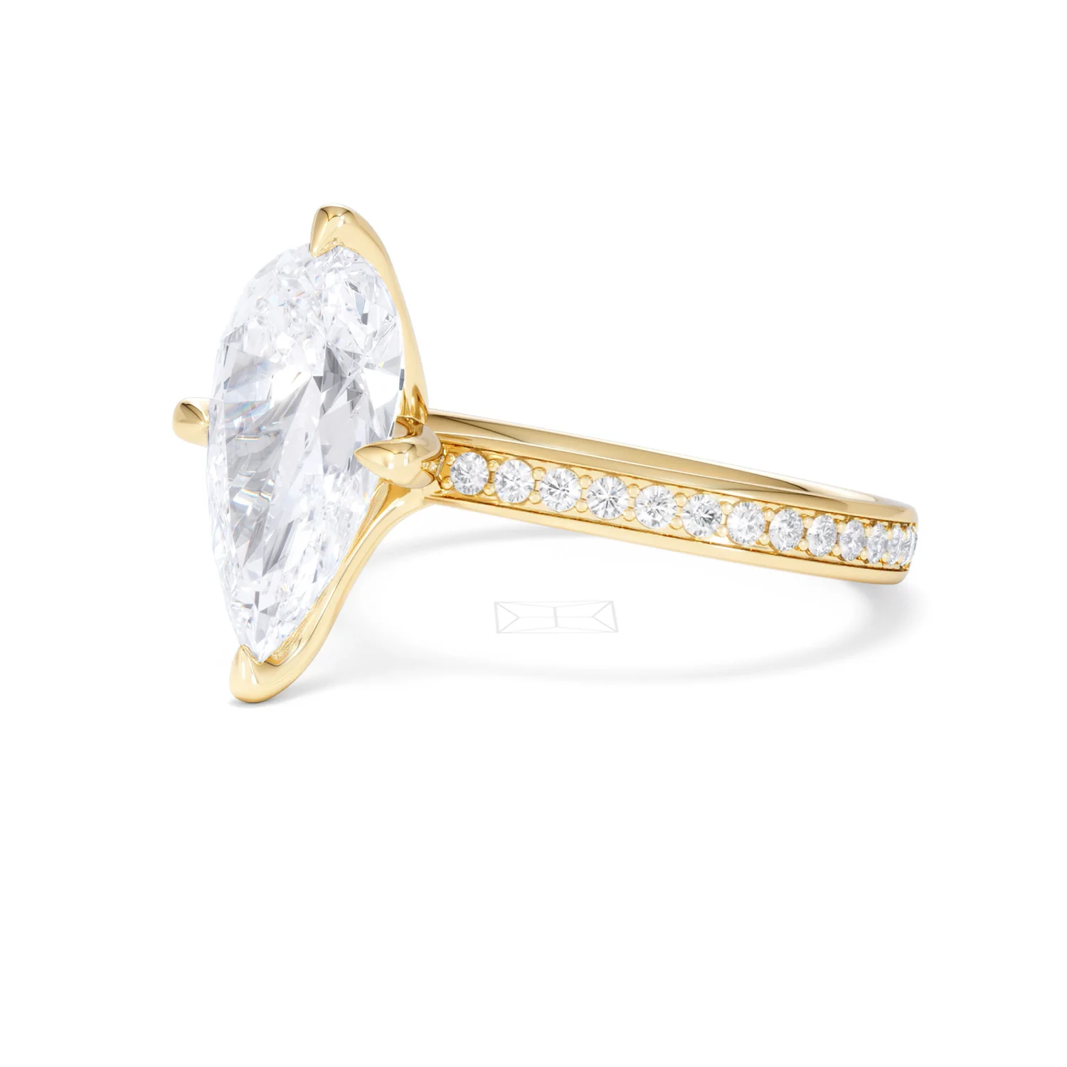 Origin Twist 3.00ct Pear Cut Lab Diamond Solitaire Engagement Ring with Side Stones in 18K Yellow Gold - Image 77