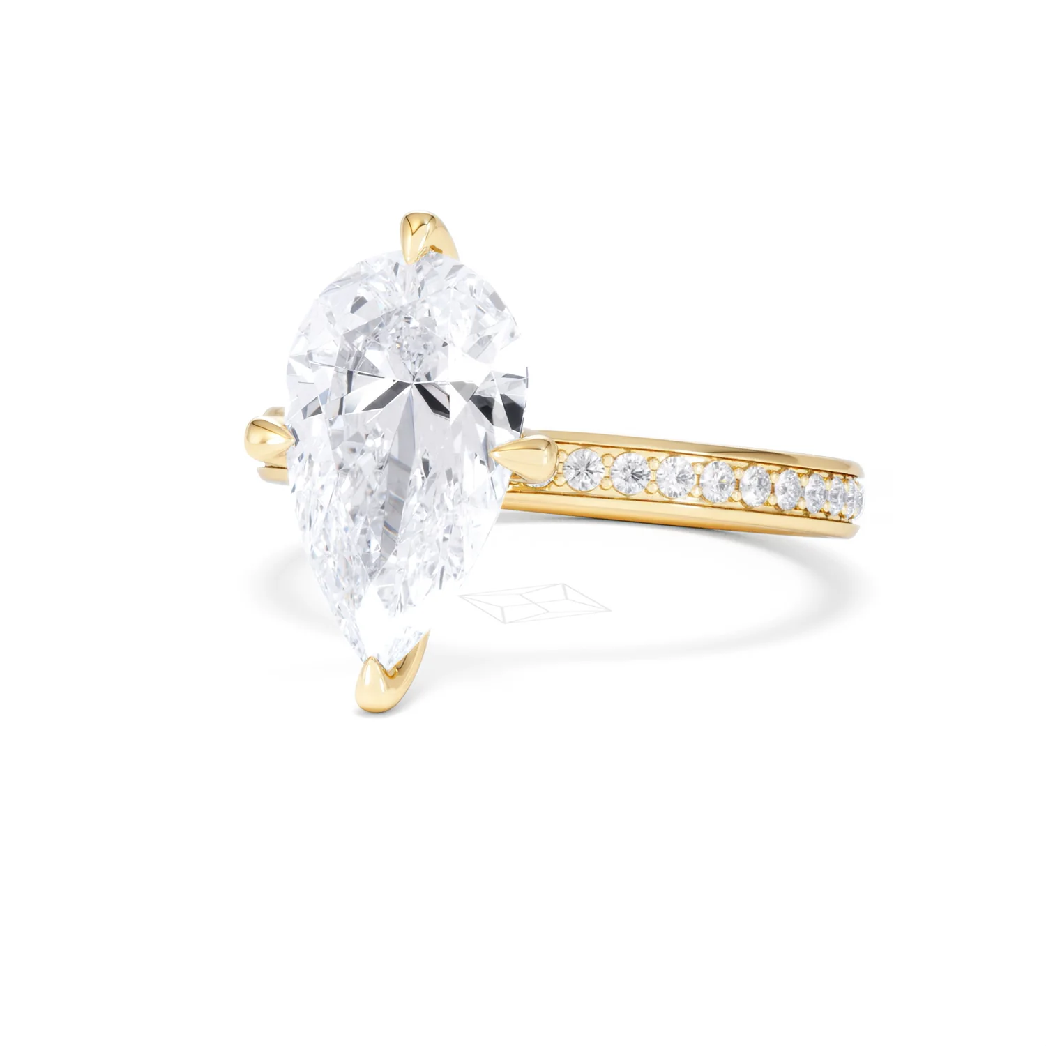Origin Twist 3.00ct Pear Cut Lab Diamond Solitaire Engagement Ring with Side Stones in 18K Yellow Gold - Image 82