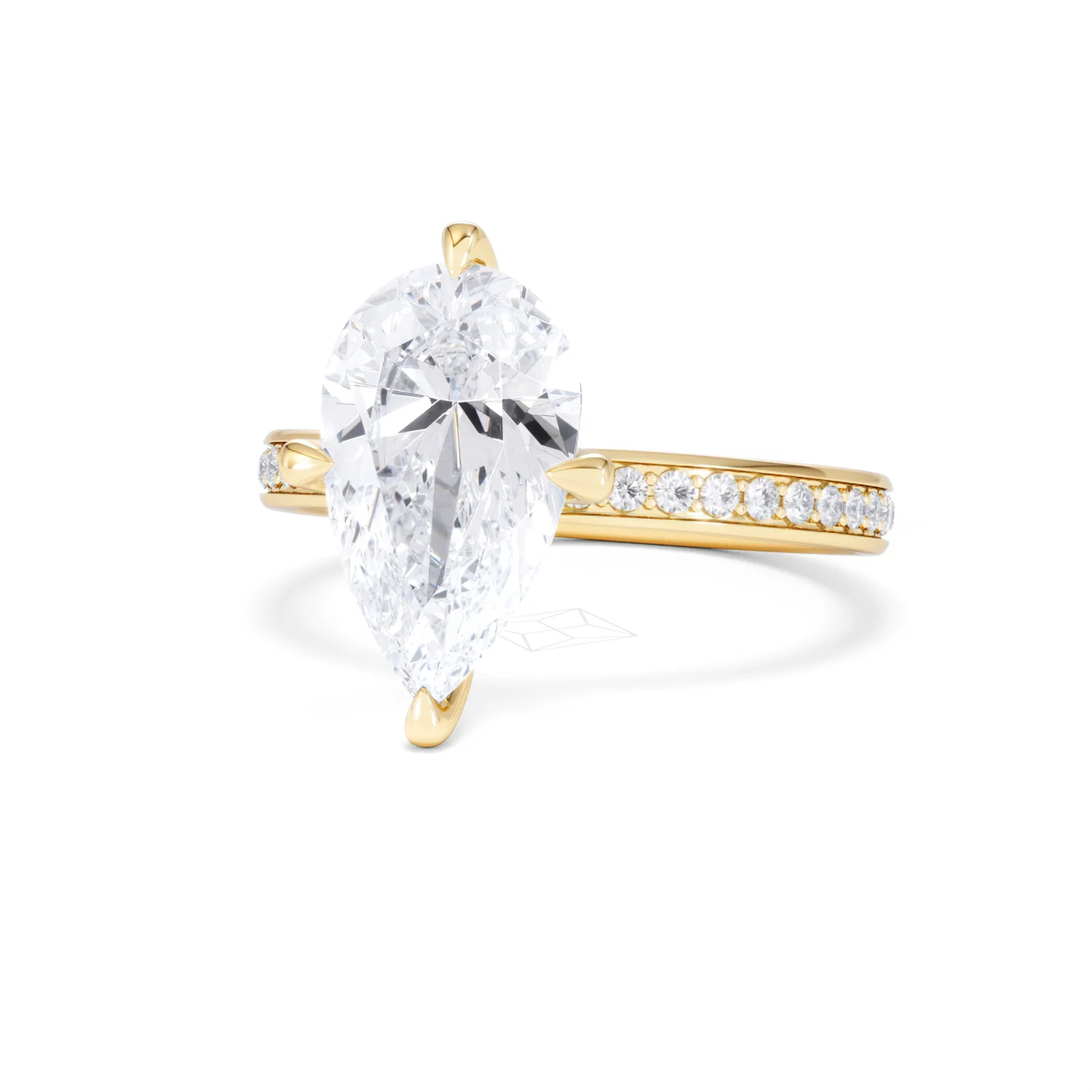 Origin Twist 3.00ct Pear Cut Lab Diamond Solitaire Engagement Ring with Side Stones in 18K Yellow Gold - Image 83