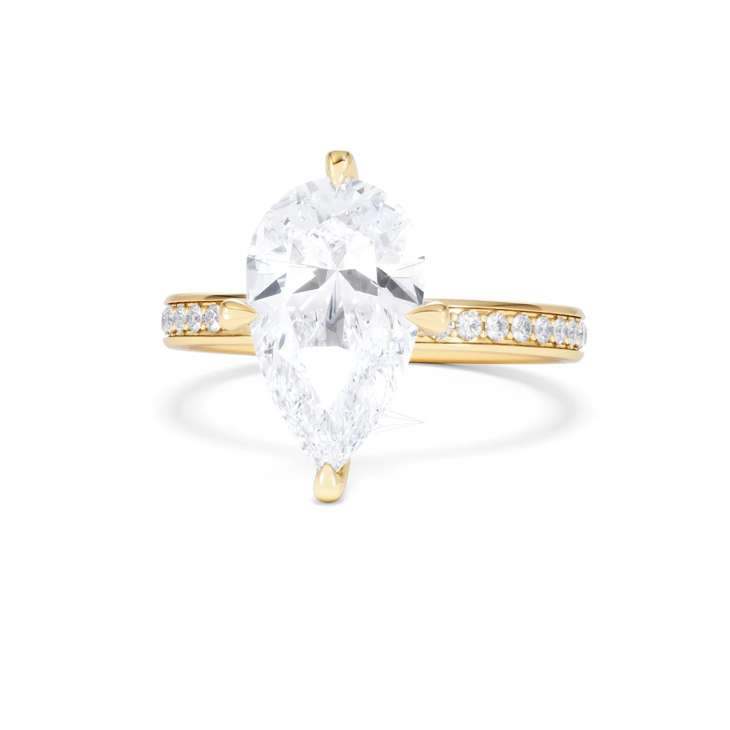 Origin Twist 3.00ct Pear Cut Lab Diamond Solitaire Engagement Ring with Side Stones in 18K Yellow Gold - Image 85