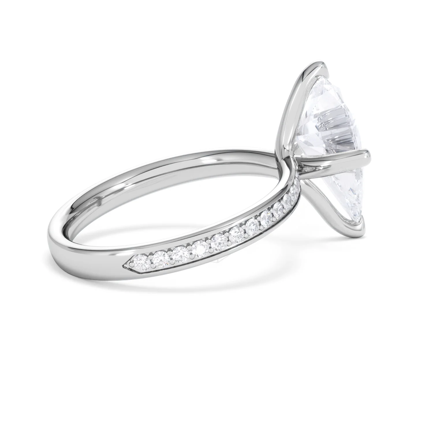 Origin Twist 3.00ct Pear Cut Lab Diamond Solitaire Engagement Ring with Side Stones in Platinum - Image 32