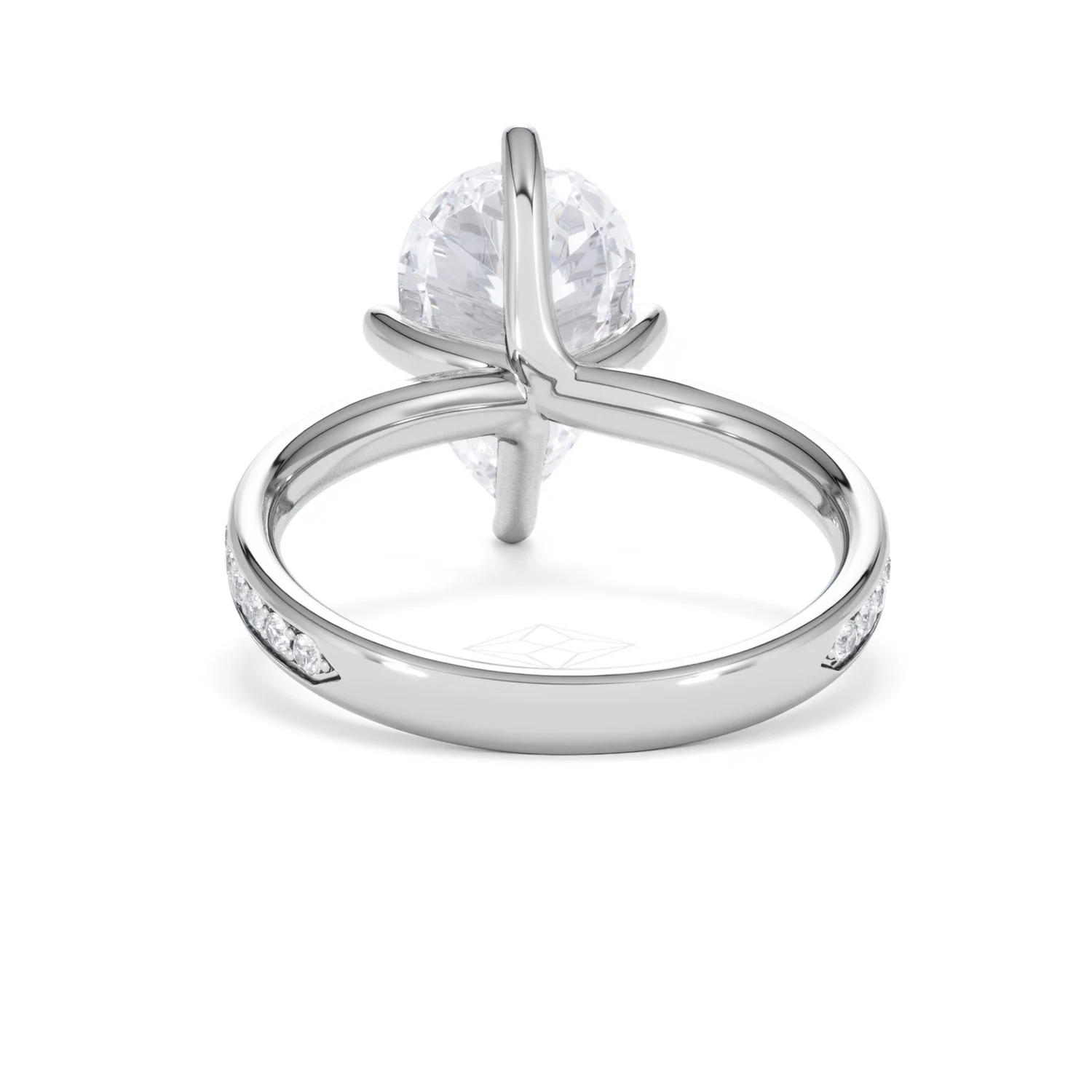 Origin Twist 3.00ct Pear Cut Lab Diamond Solitaire Engagement Ring with Side Stones in Platinum - Image 48