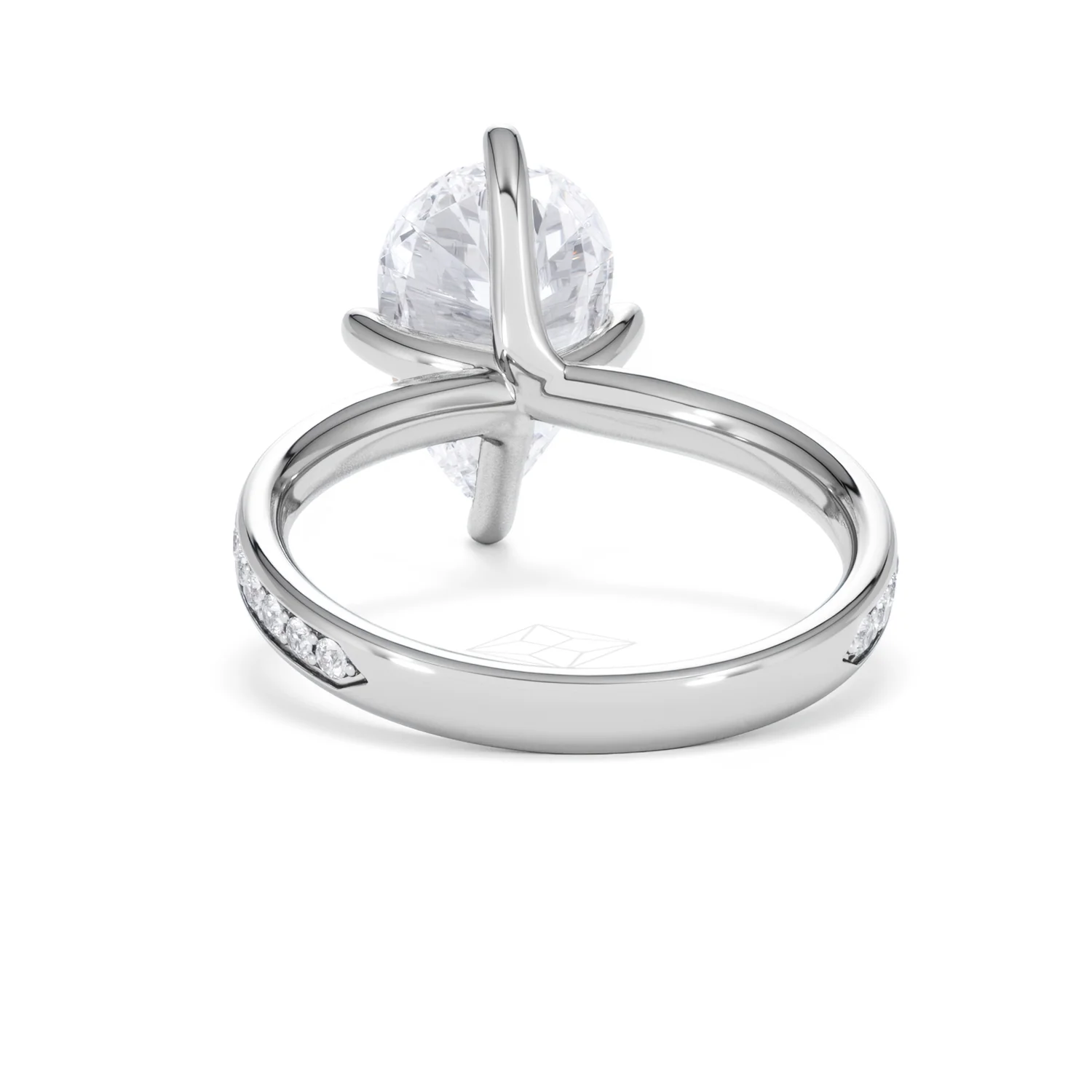 Origin Twist 3.00ct Pear Cut Lab Diamond Solitaire Engagement Ring with Side Stones in Platinum - Image 49