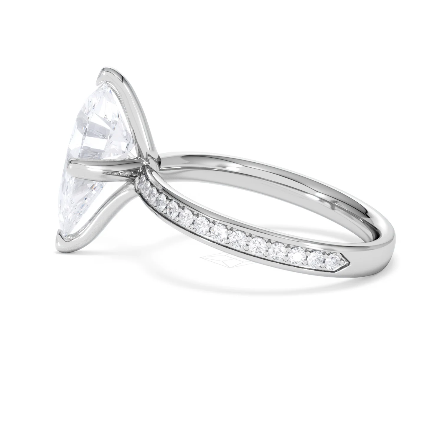 Origin Twist 3.00ct Pear Cut Lab Diamond Solitaire Engagement Ring with Side Stones in Platinum - Image 65