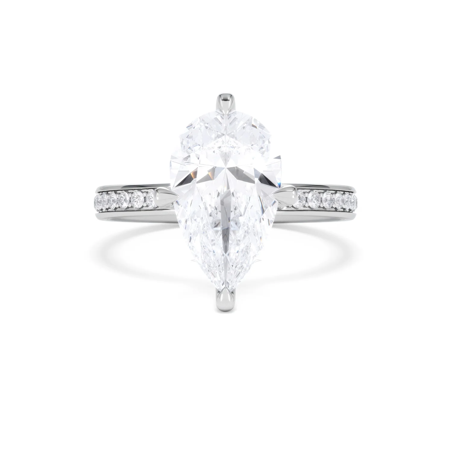 Origin Twist 3.00ct Pear Cut Lab Diamond Solitaire Engagement Ring with Side Stones in Platinum - Image 7