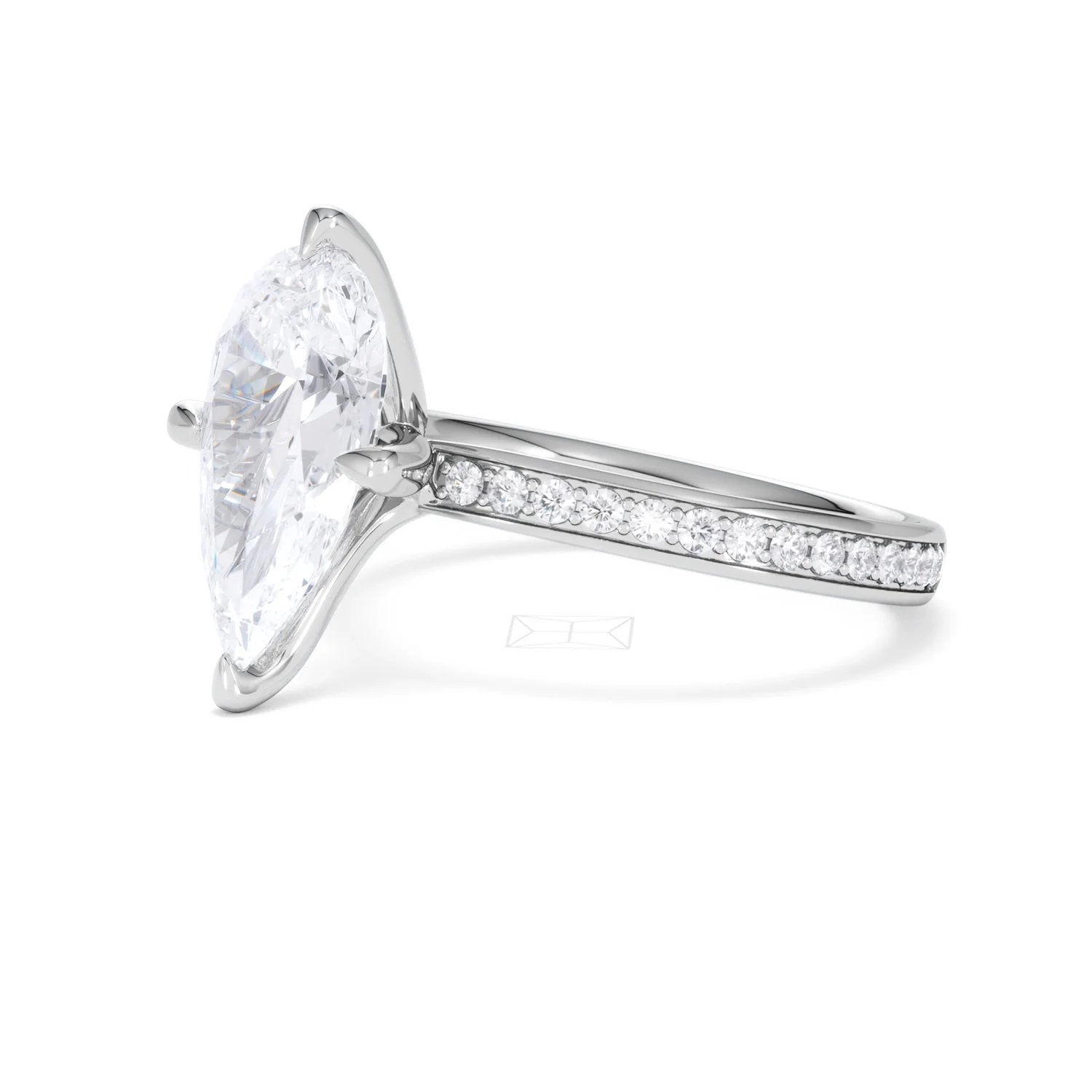 Origin Twist 3.00ct Pear Cut Lab Diamond Solitaire Engagement Ring with Side Stones in Platinum - Image 76