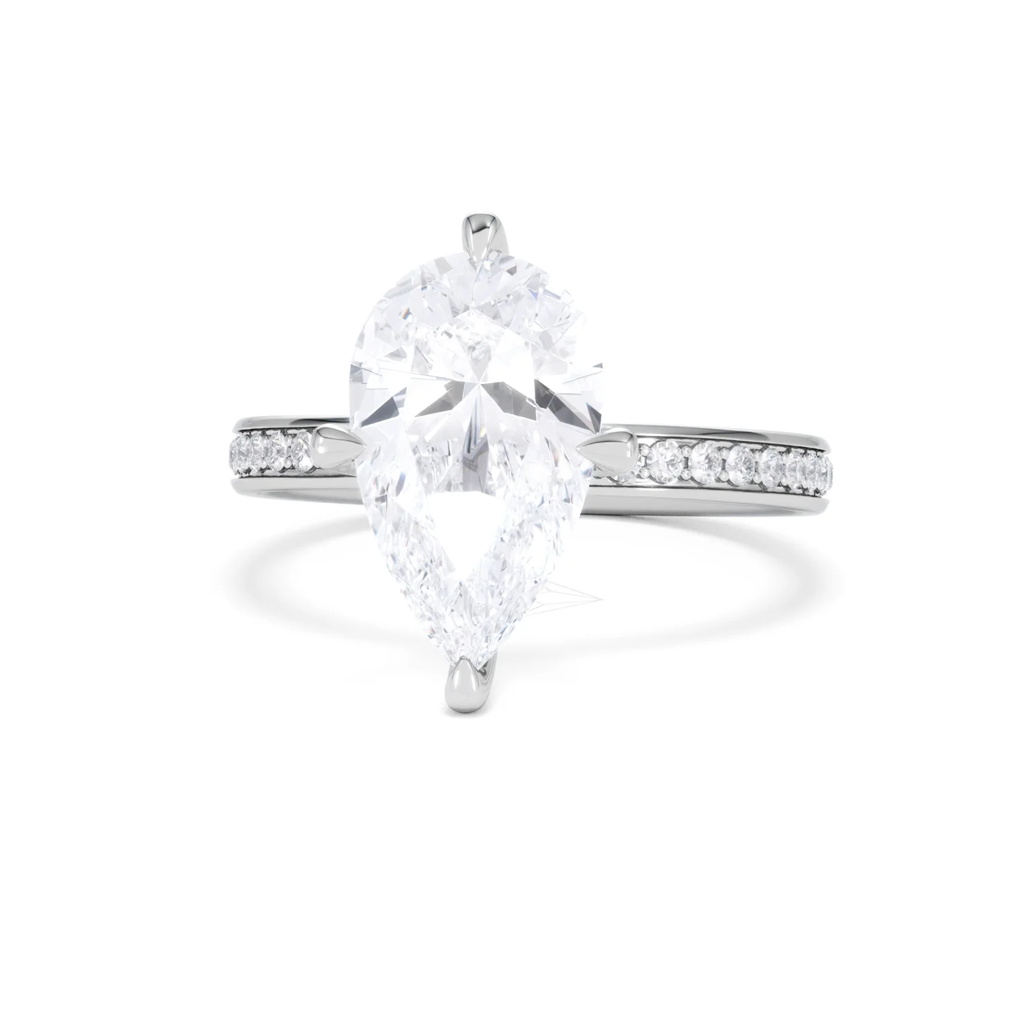 Origin Twist 3.00ct Pear Cut Lab Diamond Solitaire Engagement Ring with Side Stones in Platinum - Image 85