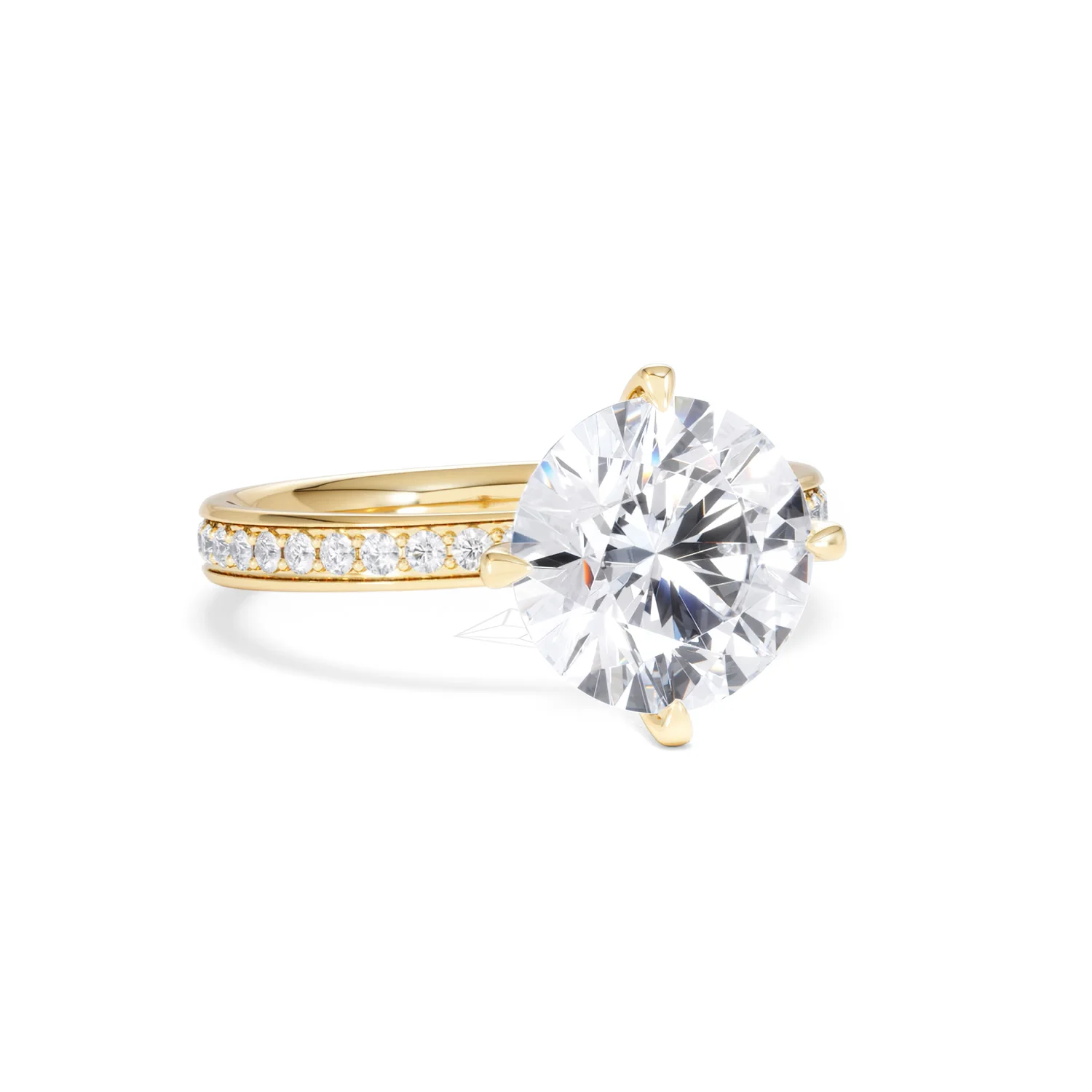 Origin Twist 3.00ct Round Cut Lab Diamond Solitaire Engagement Ring with Side Stones in 18K Yellow Gold - Image 11