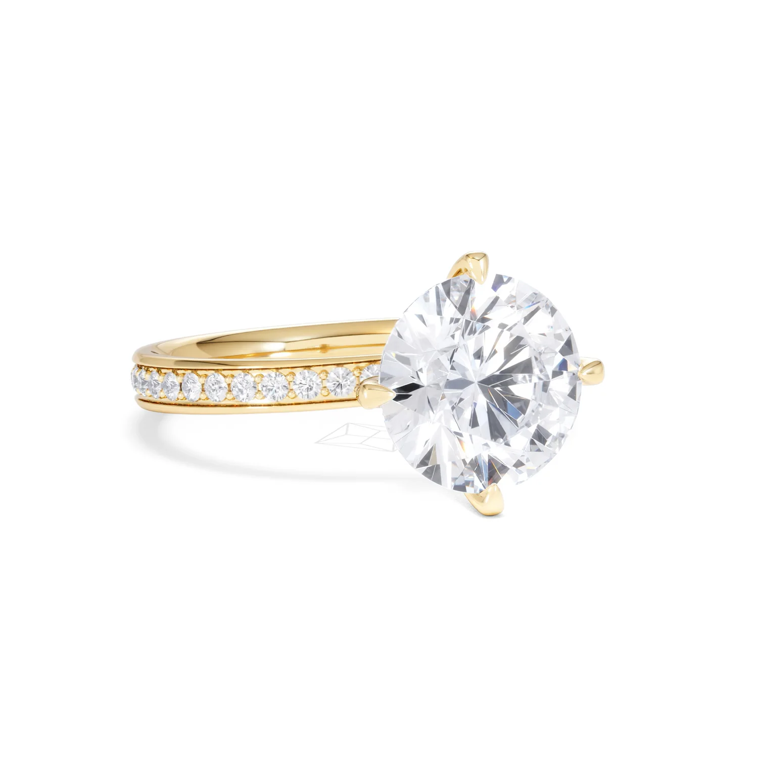 Origin Twist 3.00ct Round Cut Lab Diamond Solitaire Engagement Ring with Side Stones in 18K Yellow Gold - Image 12