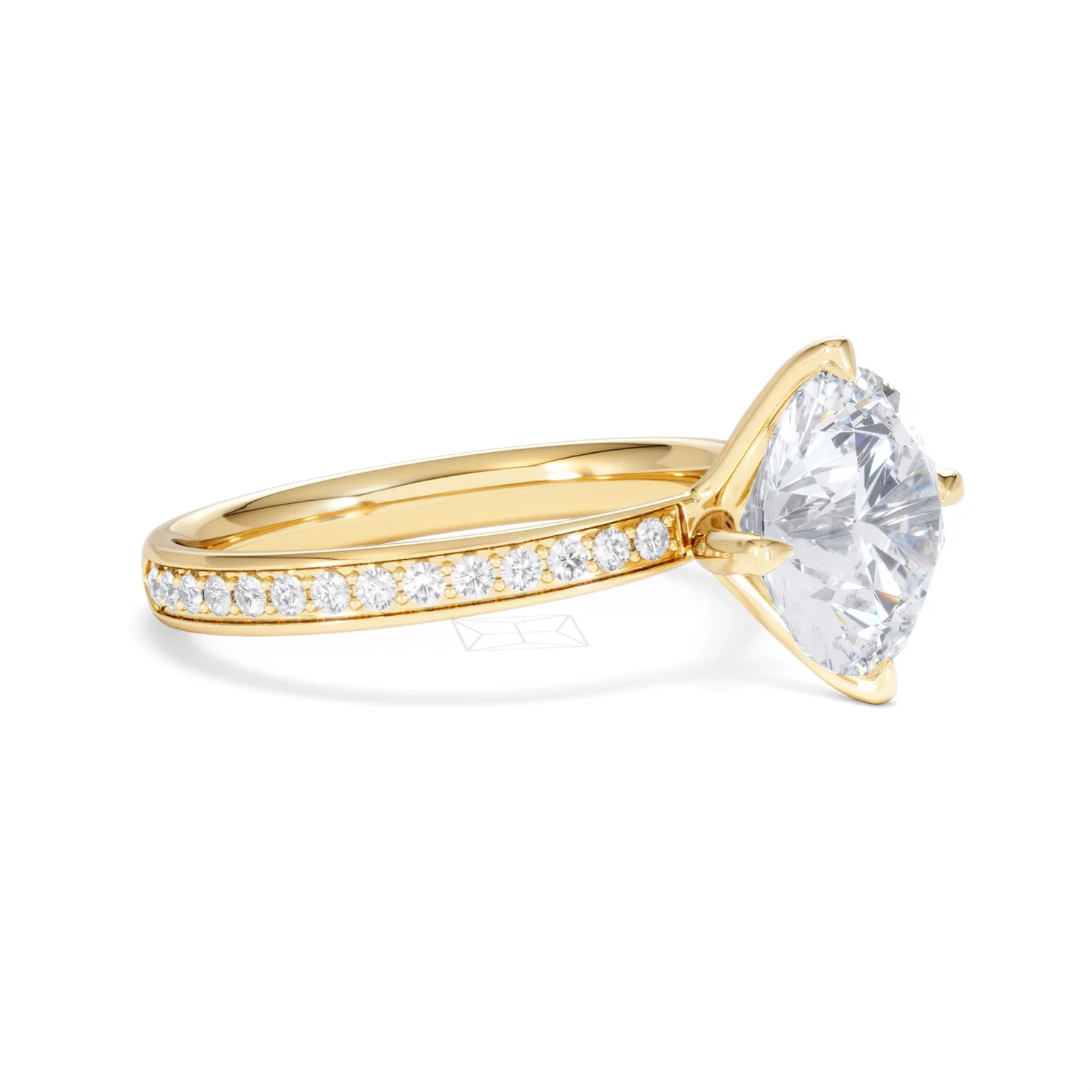 Origin Twist 3.00ct Round Cut Lab Diamond Solitaire Engagement Ring with Side Stones in 18K Yellow Gold - Image 19