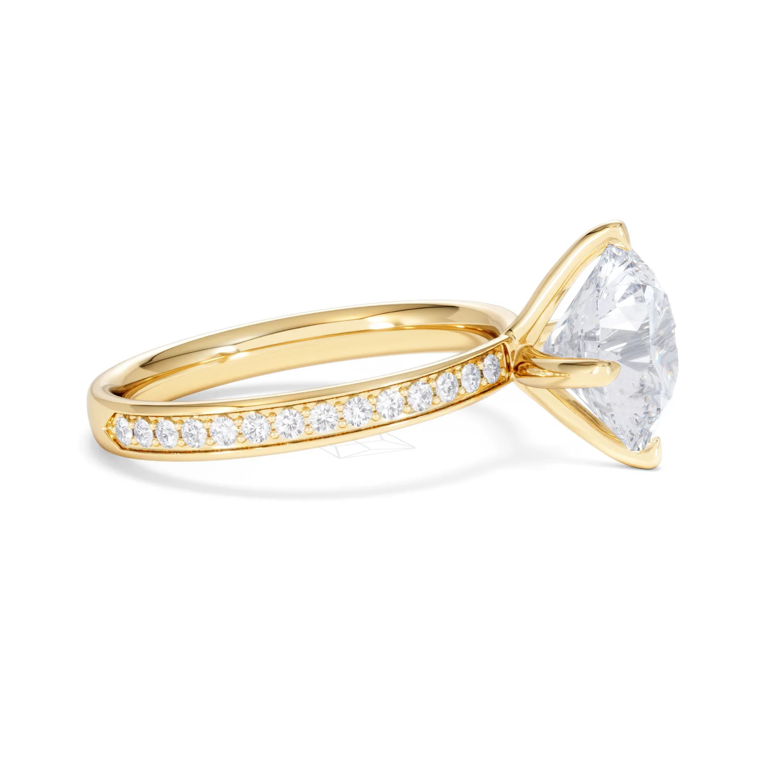 Origin Twist 3.00ct Round Cut Lab Diamond Solitaire Engagement Ring with Side Stones in 18K Yellow Gold - Image 23