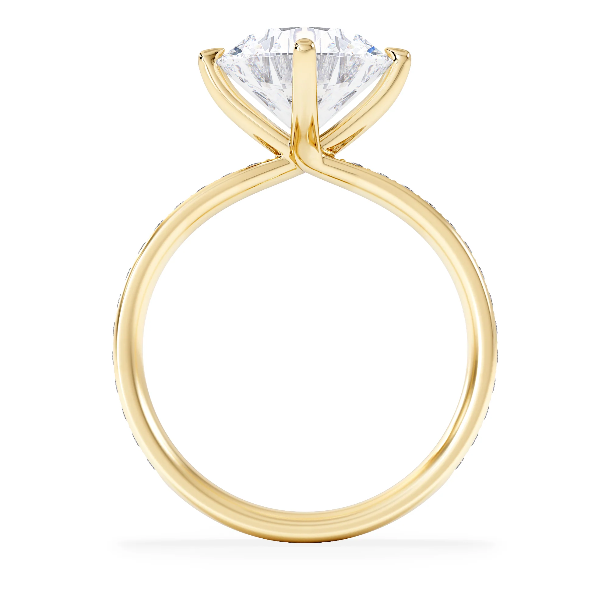 Origin Twist 3.00ct Round Cut Lab Diamond Solitaire Engagement Ring with Side Stones in 18K Yellow Gold - Image 3