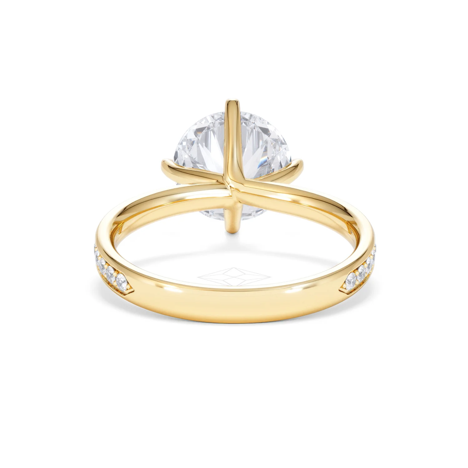 Origin Twist 3.00ct Round Cut Lab Diamond Solitaire Engagement Ring with Side Stones in 18K Yellow Gold - Image 47