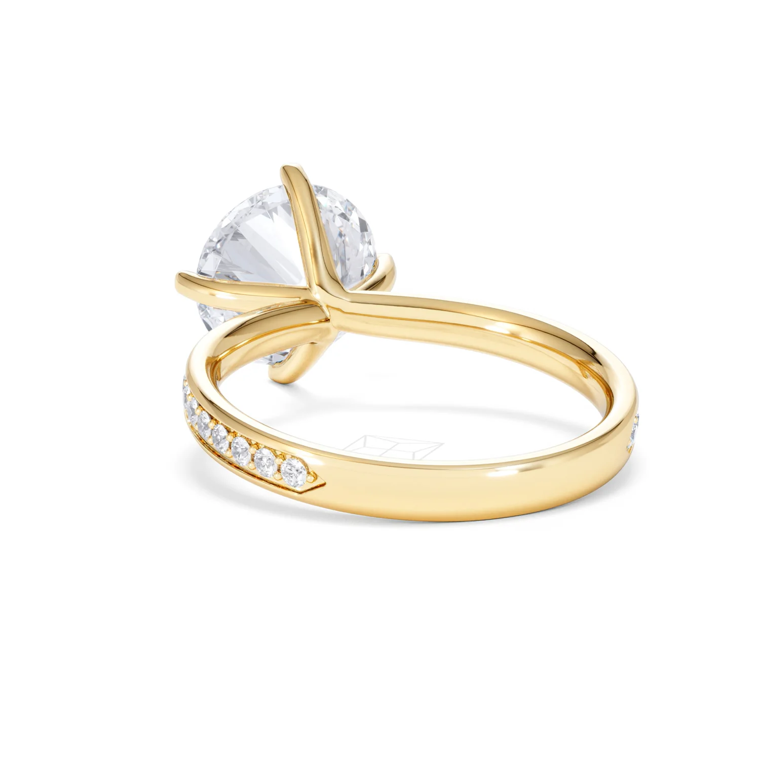Origin Twist 3.00ct Round Cut Lab Diamond Solitaire Engagement Ring with Side Stones in 18K Yellow Gold - Image 52