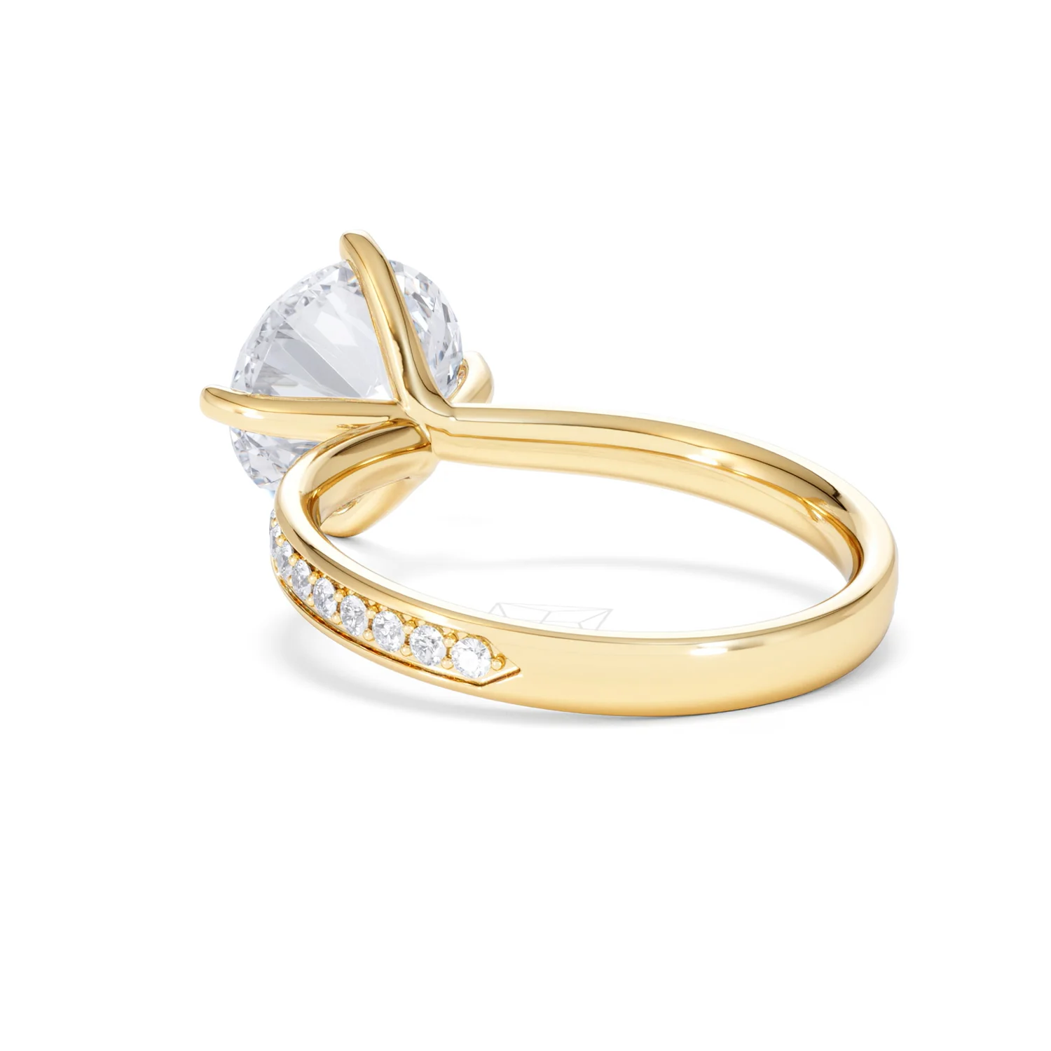 Origin Twist 3.00ct Round Cut Lab Diamond Solitaire Engagement Ring with Side Stones in 18K Yellow Gold - Image 54