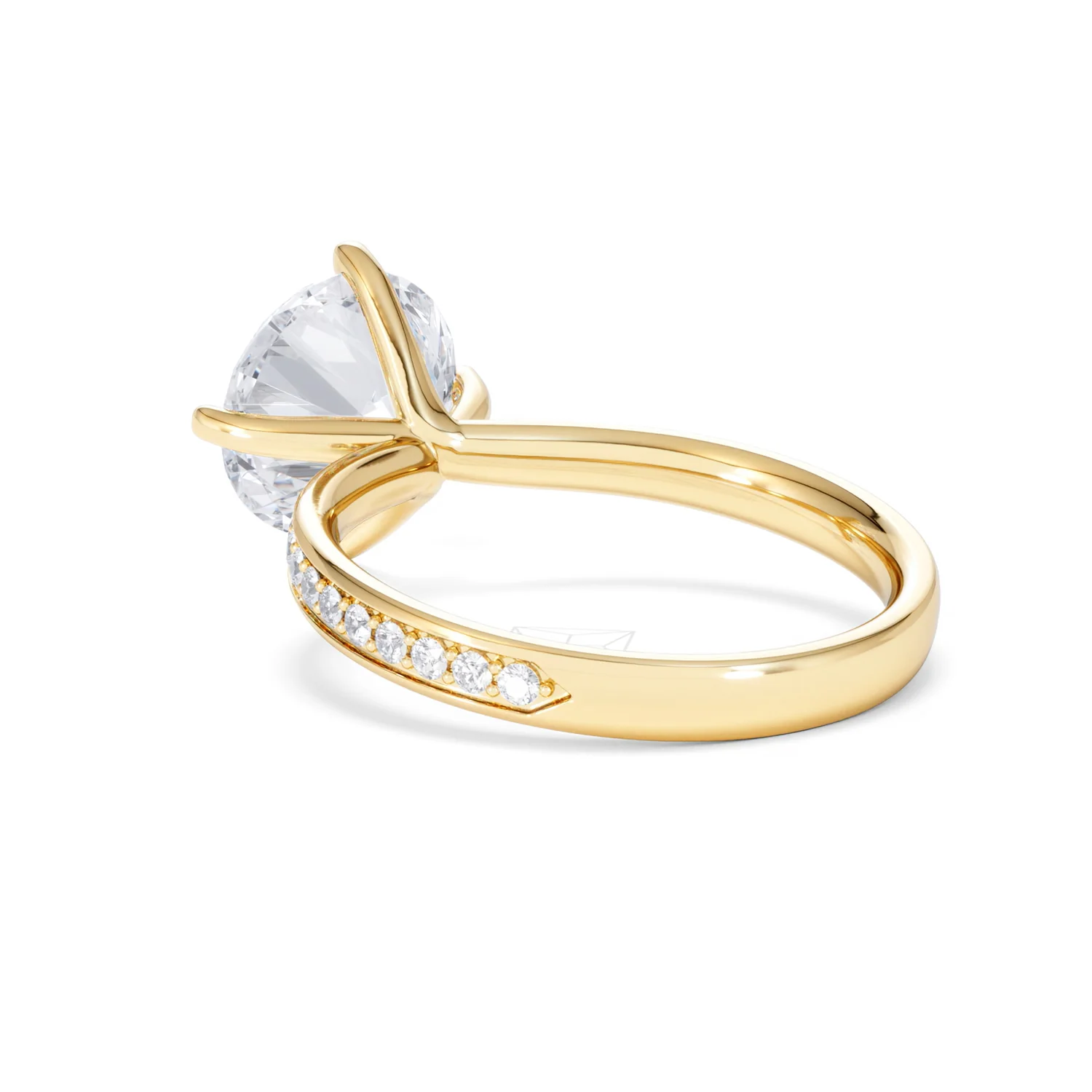 Origin Twist 3.00ct Round Cut Lab Diamond Solitaire Engagement Ring with Side Stones in 18K Yellow Gold - Image 55