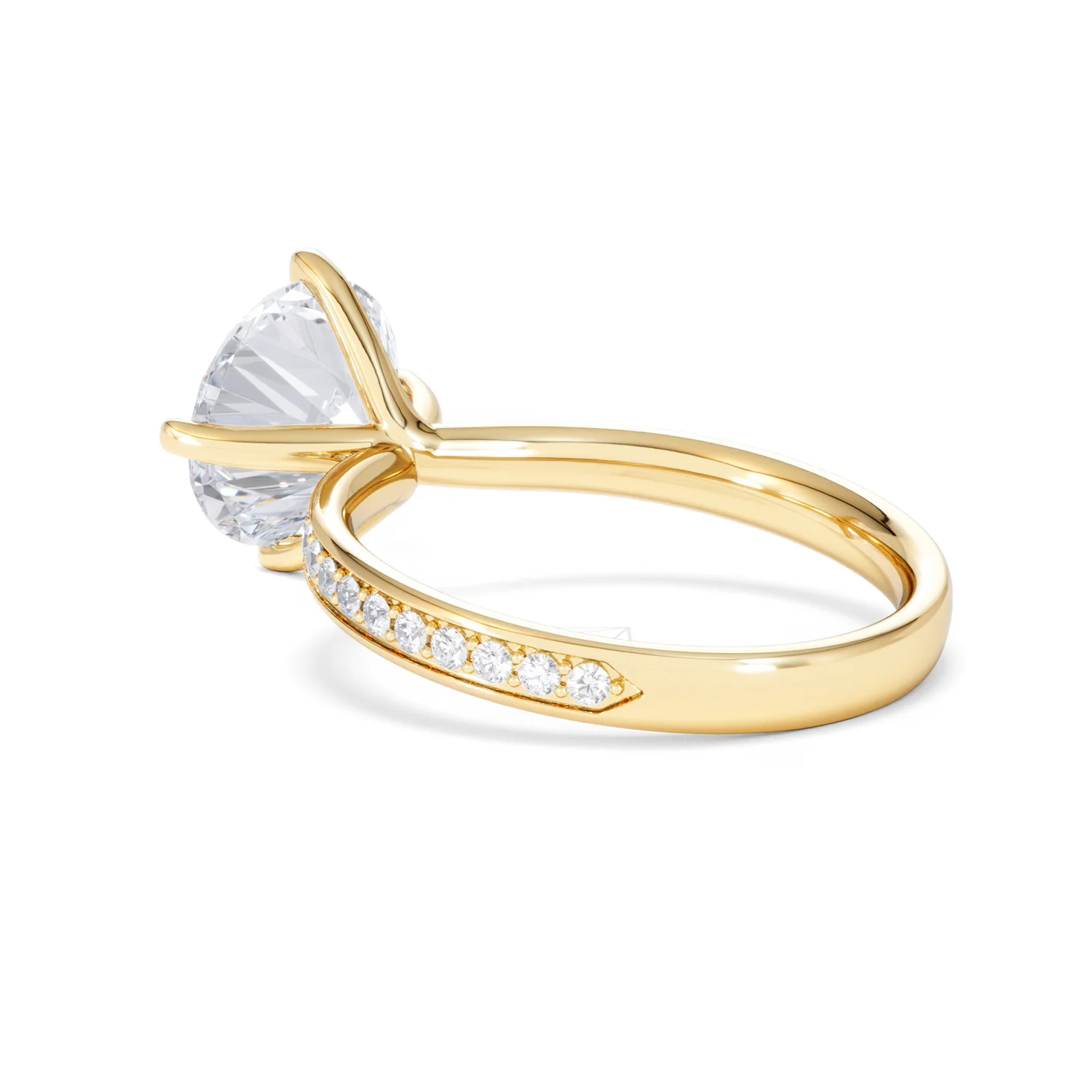 Origin Twist 3.00ct Round Cut Lab Diamond Solitaire Engagement Ring with Side Stones in 18K Yellow Gold - Image 57