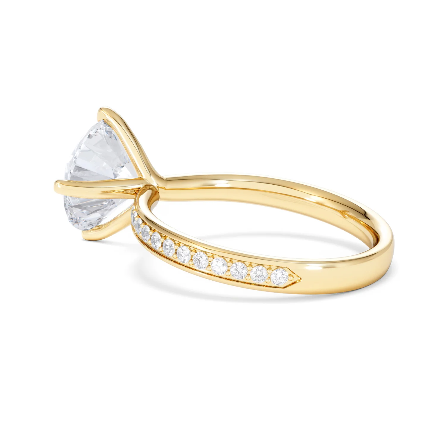 Origin Twist 3.00ct Round Cut Lab Diamond Solitaire Engagement Ring with Side Stones in 18K Yellow Gold - Image 60