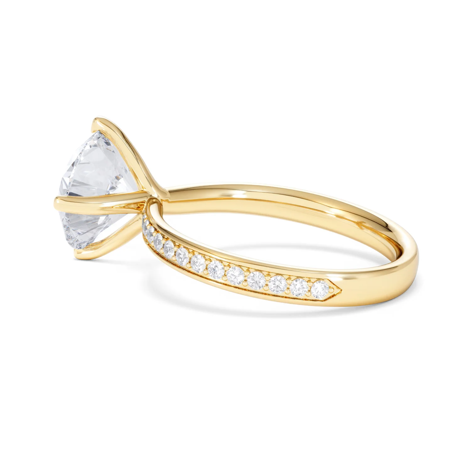 Origin Twist 3.00ct Round Cut Lab Diamond Solitaire Engagement Ring with Side Stones in 18K Yellow Gold - Image 62