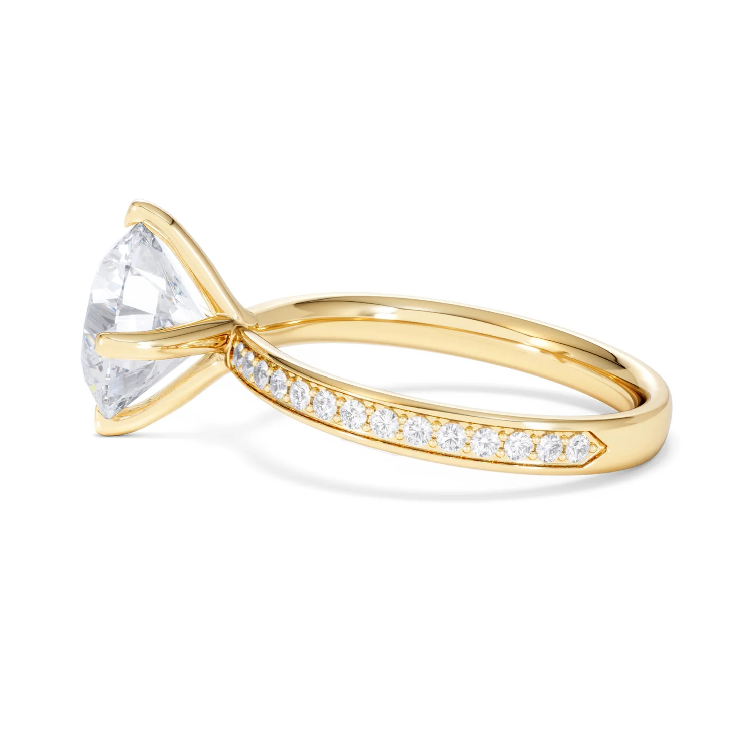 Origin Twist 3.00ct Round Cut Lab Diamond Solitaire Engagement Ring with Side Stones in 18K Yellow Gold - Image 66