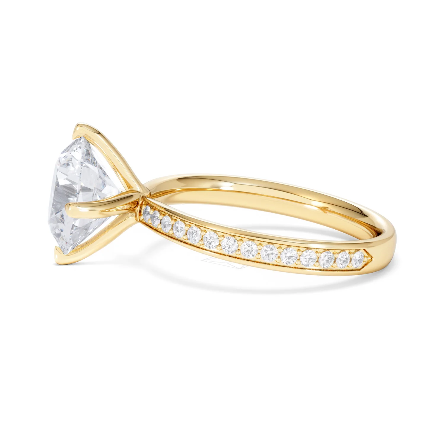 Origin Twist 3.00ct Round Cut Lab Diamond Solitaire Engagement Ring with Side Stones in 18K Yellow Gold - Image 68