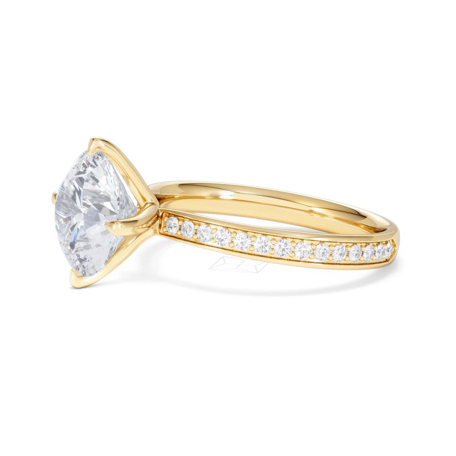 Origin Twist 3.00ct Round Cut Lab Diamond Solitaire Engagement Ring with Side Stones in 18K Yellow Gold - Image 73