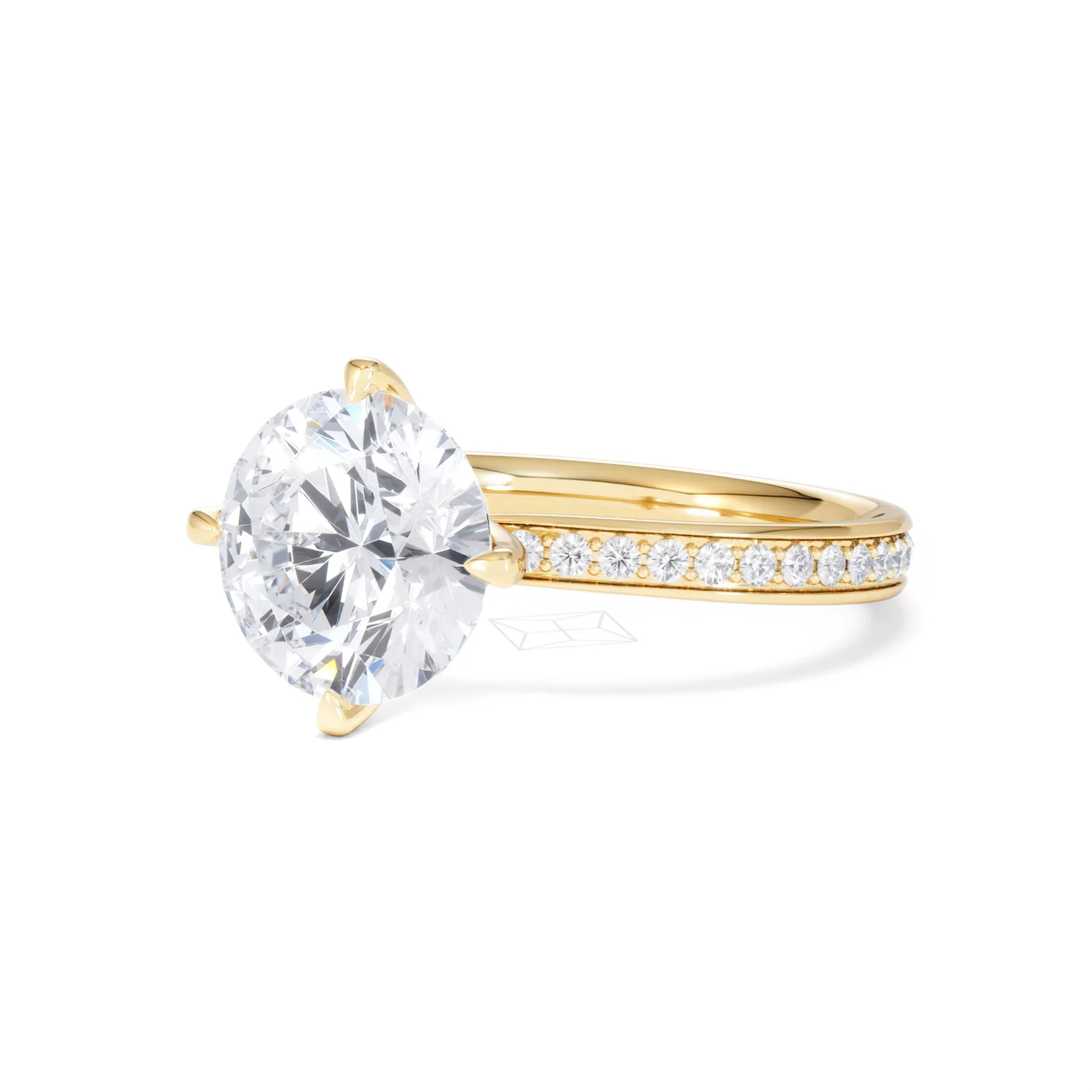 Origin Twist 3.00ct Round Cut Lab Diamond Solitaire Engagement Ring with Side Stones in 18K Yellow Gold - Image 80