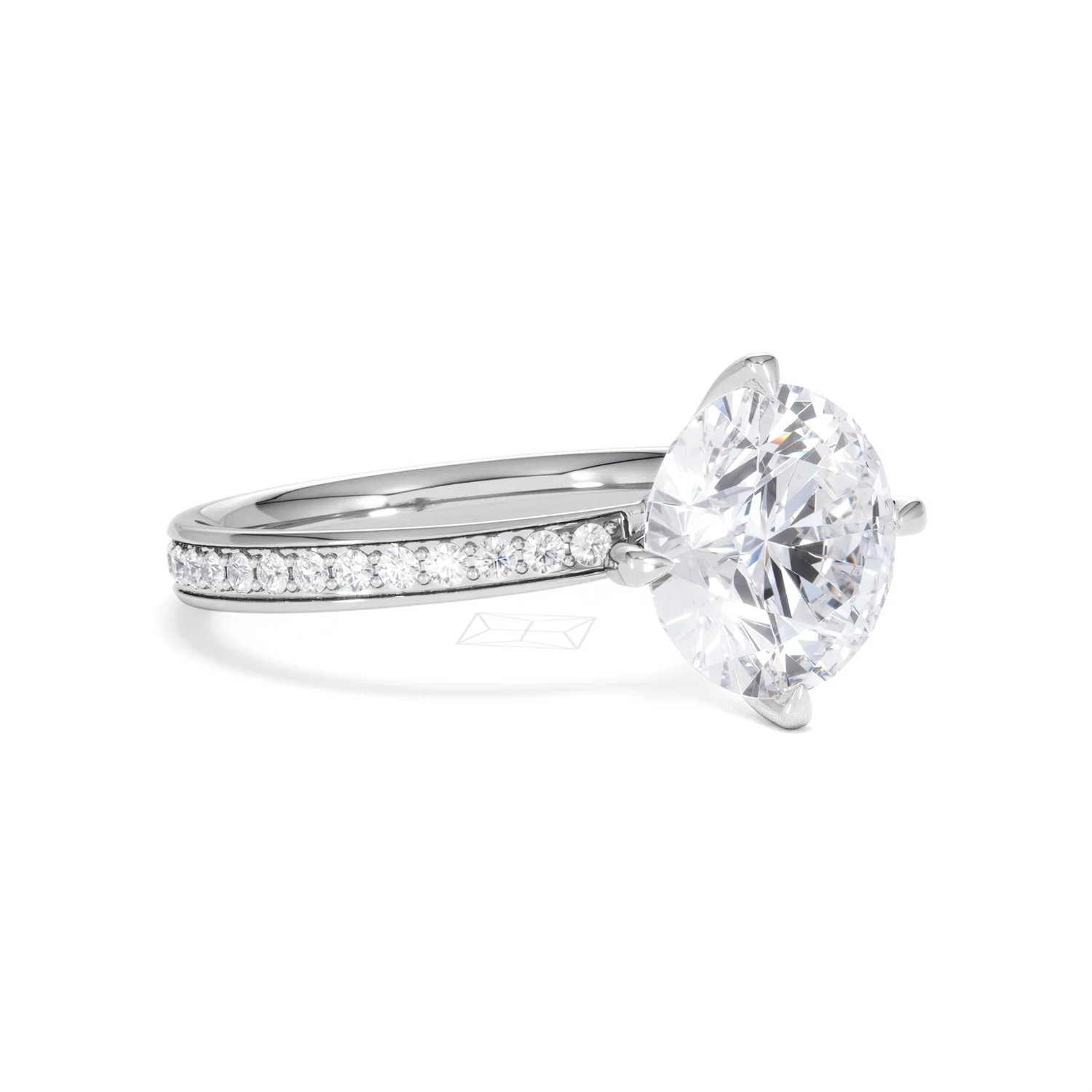 Origin Twist 3.00ct Round Cut Lab Diamond Solitaire Engagement Ring with Side Stones in Platinum - Image 15