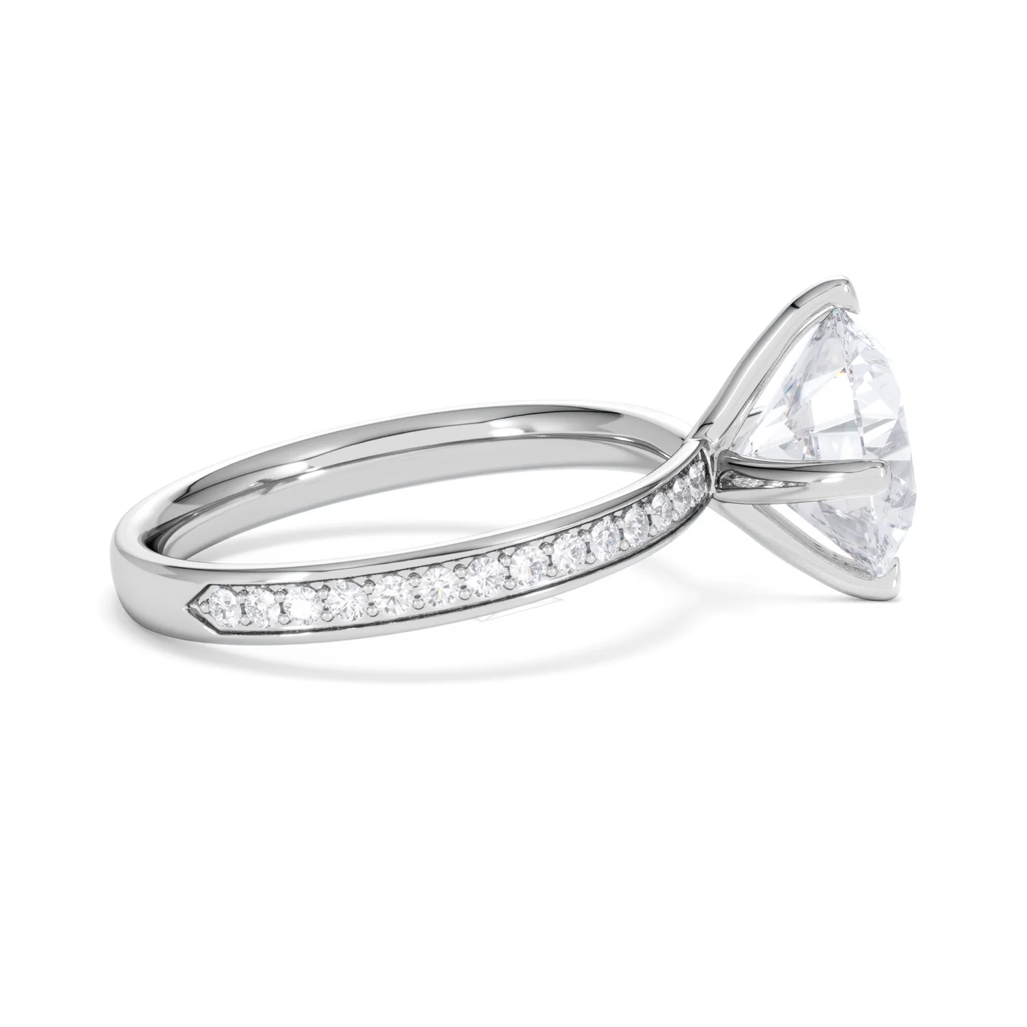 Origin Twist 3.00ct Round Cut Lab Diamond Solitaire Engagement Ring with Side Stones in Platinum - Image 27