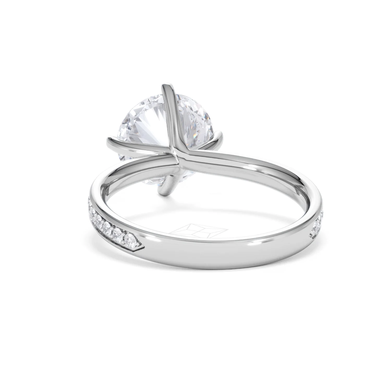 Origin Twist 3.00ct Round Cut Lab Diamond Solitaire Engagement Ring with Side Stones in Platinum - Image 50