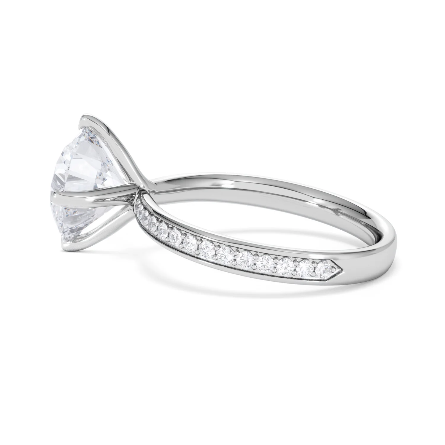 Origin Twist 3.00ct Round Cut Lab Diamond Solitaire Engagement Ring with Side Stones in Platinum - Image 64