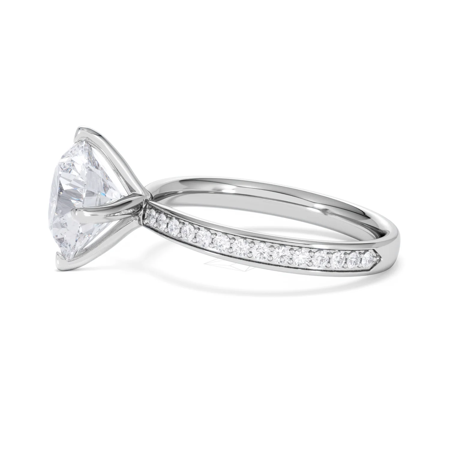 Origin Twist 3.00ct Round Cut Lab Diamond Solitaire Engagement Ring with Side Stones in Platinum - Image 69