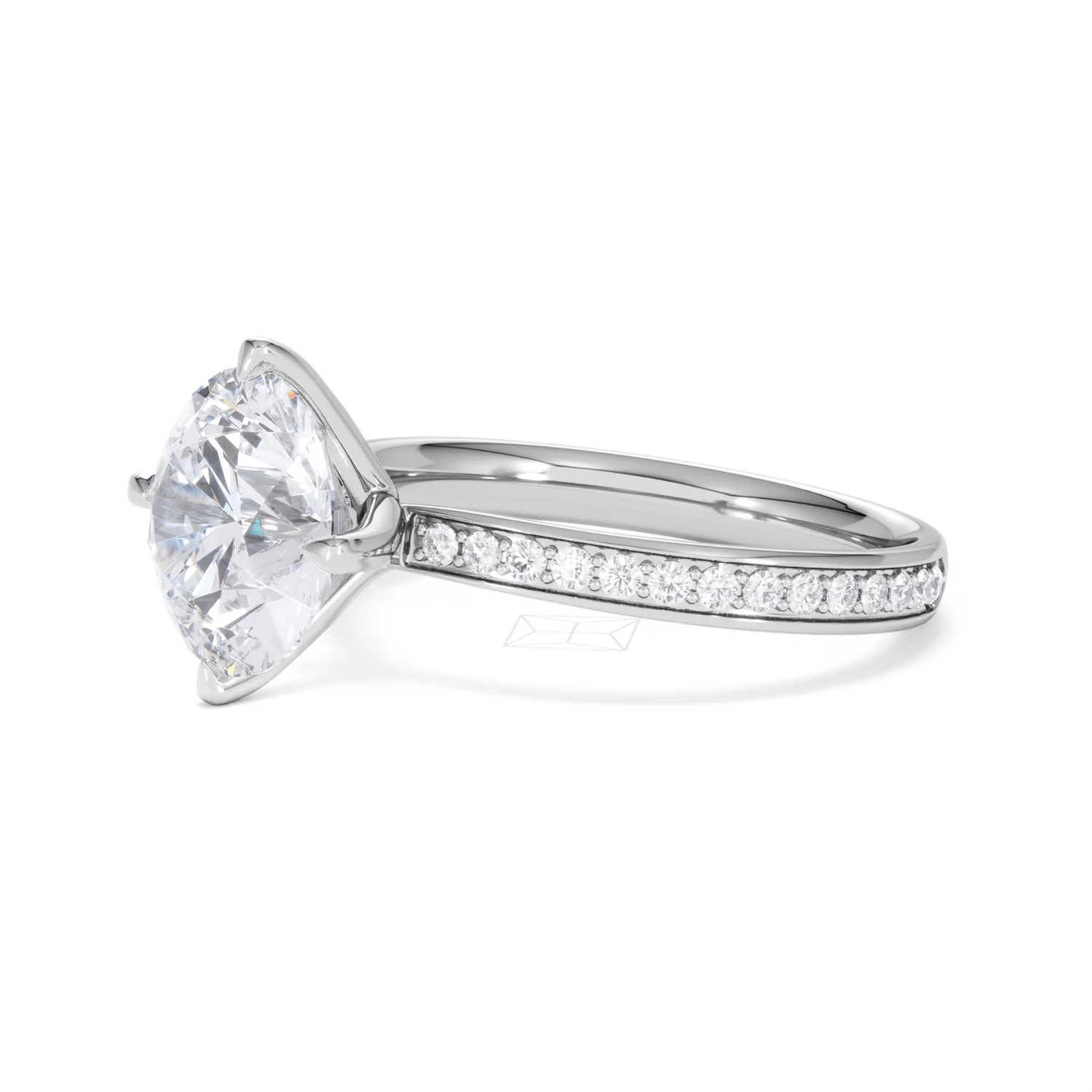 Origin Twist 3.00ct Round Cut Lab Diamond Solitaire Engagement Ring with Side Stones in Platinum - Image 75